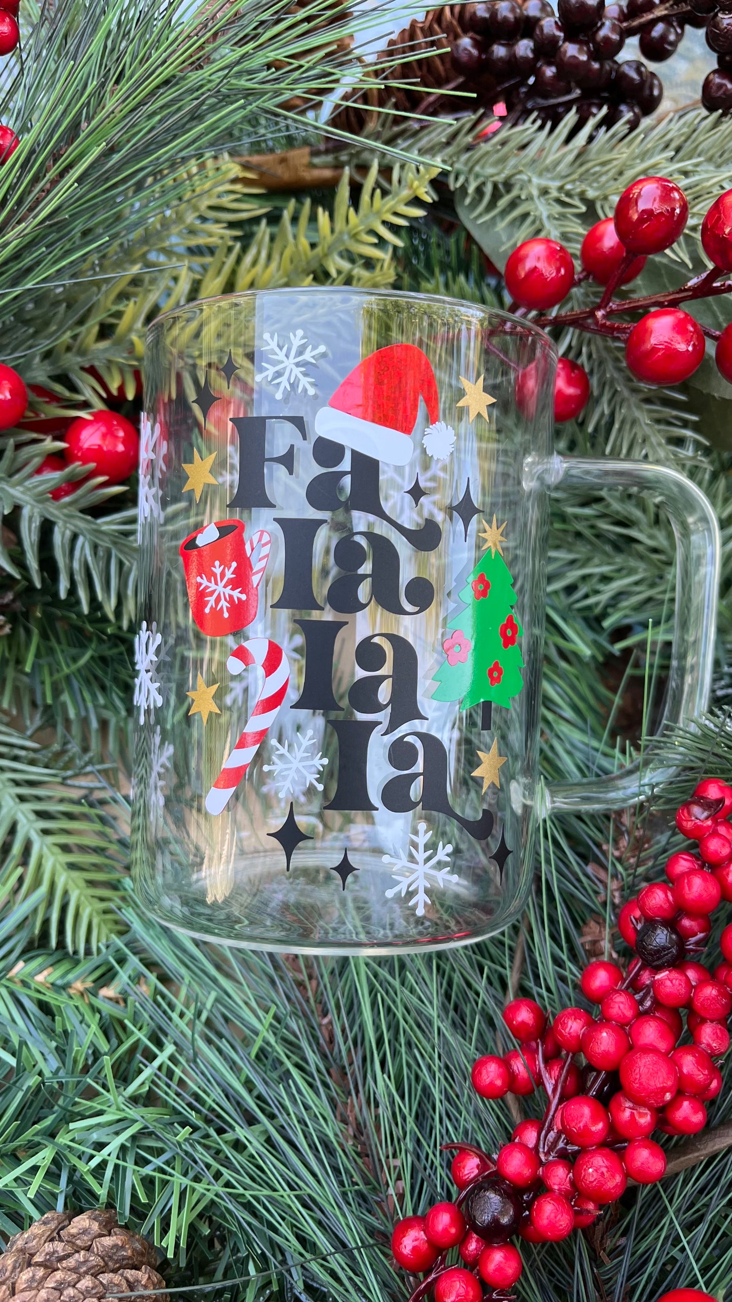 Fa la la la 16oz glass mug