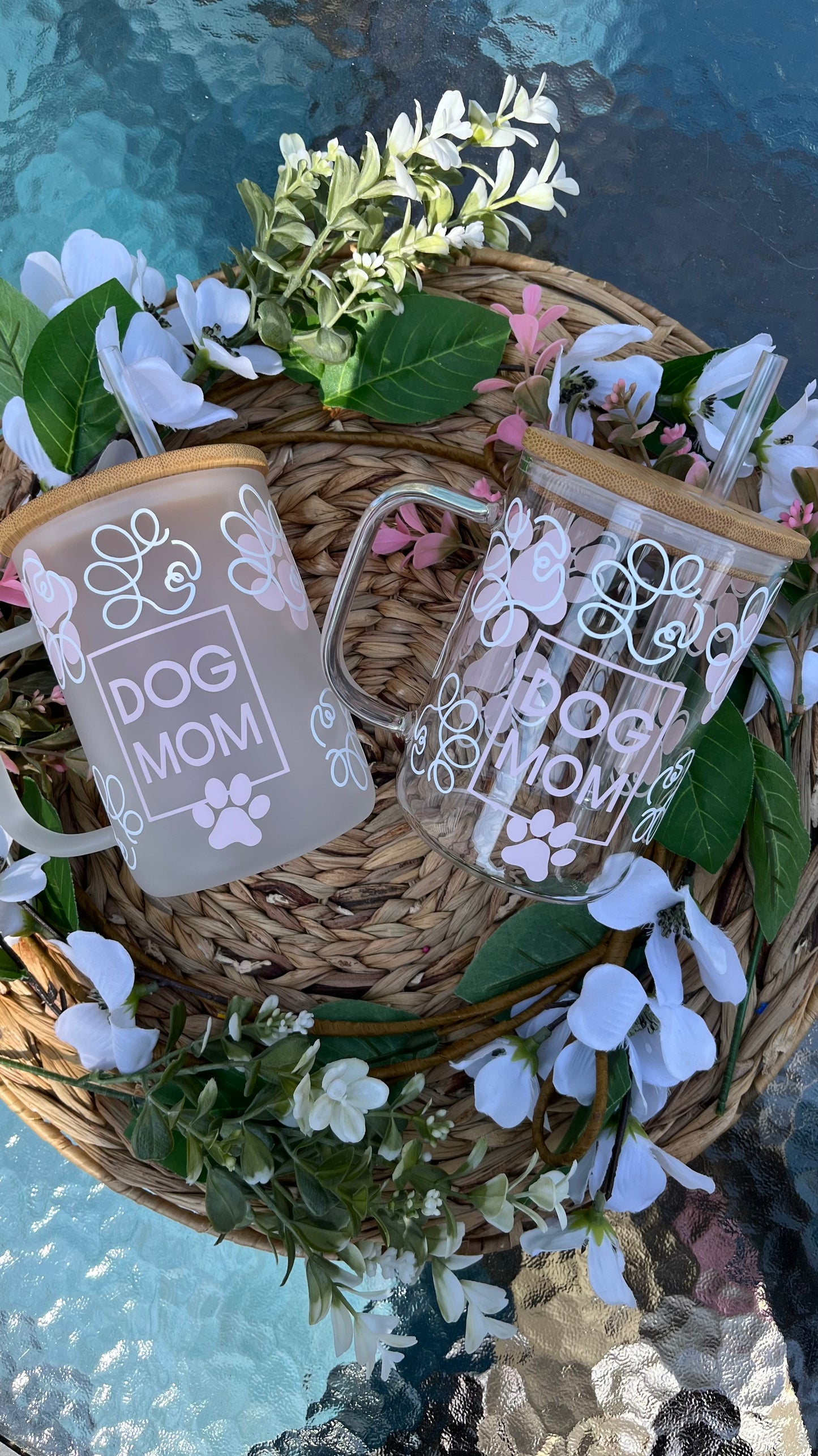 Dog mom glass mug