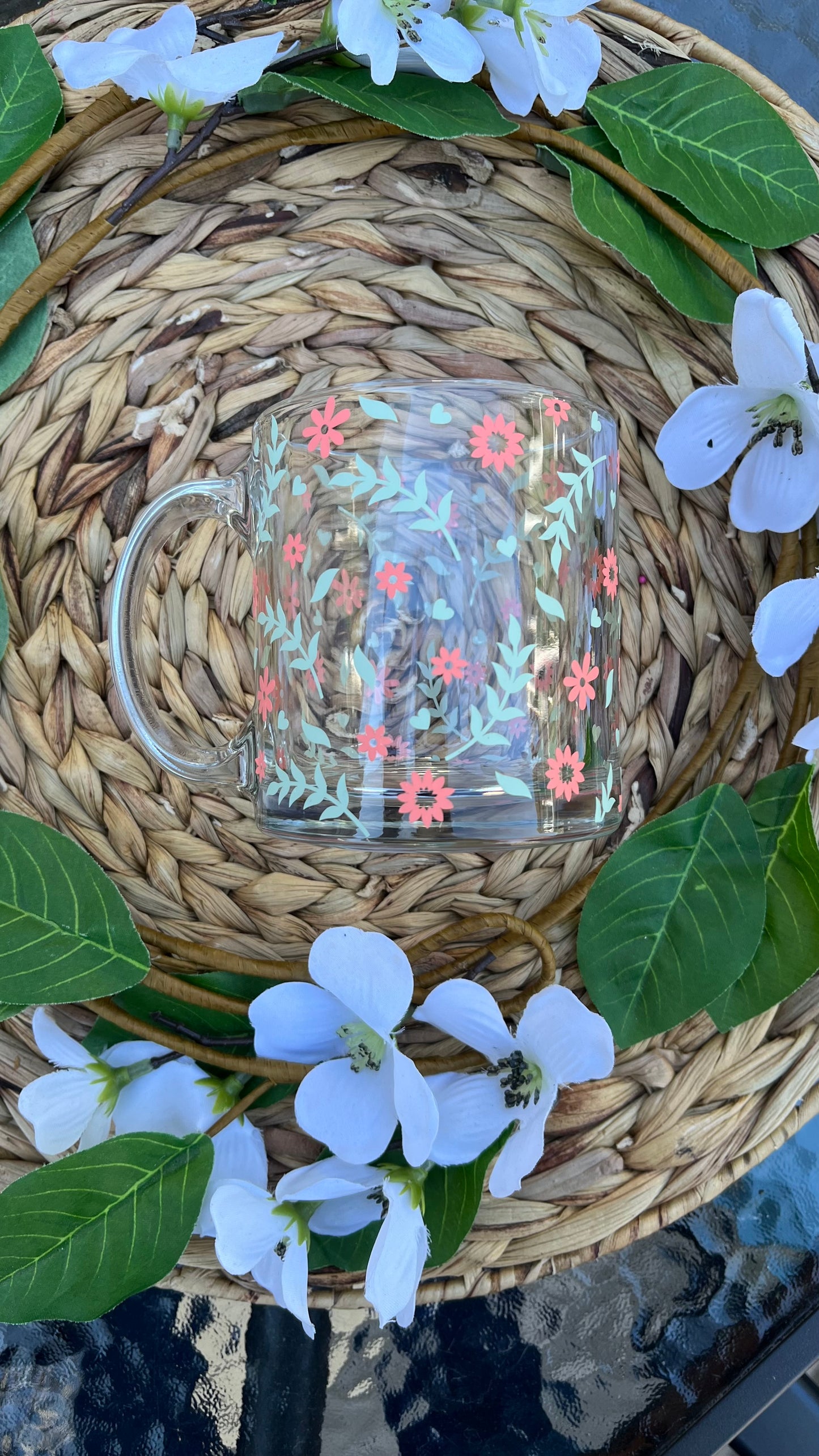 Spring flowers glass mug