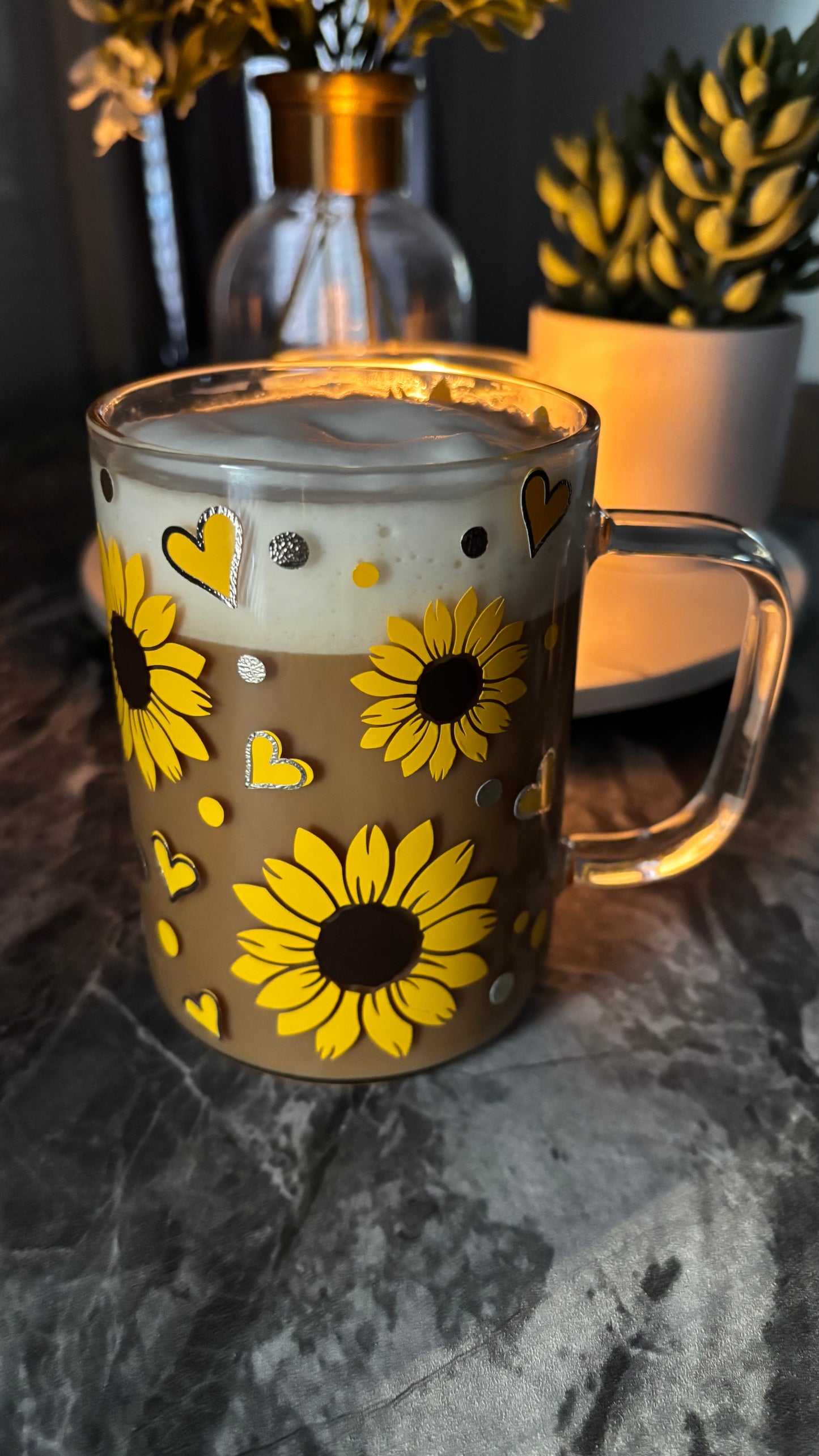 Sunflowers glass mug