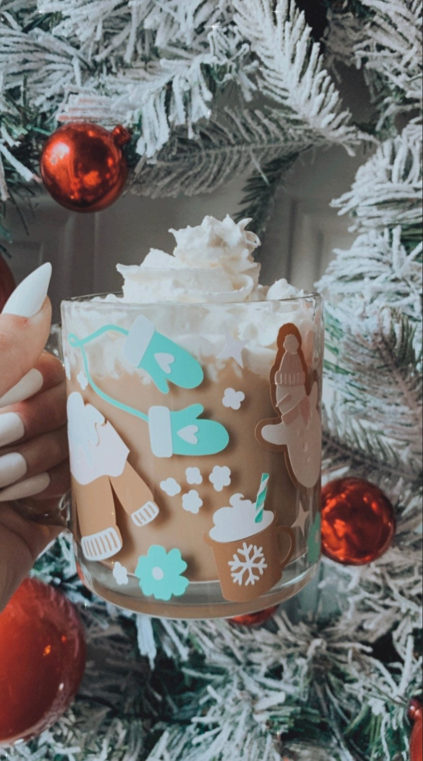 Boho winter  glass mug