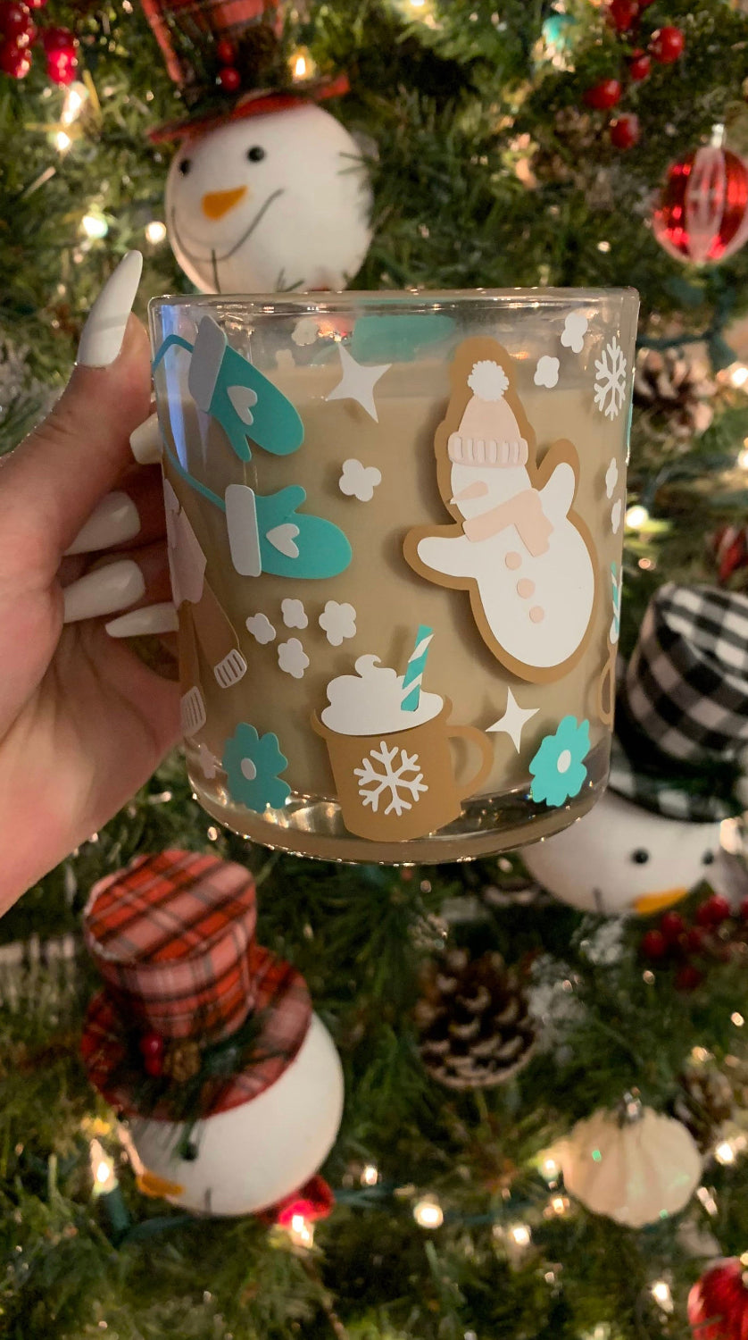 Boho winter  glass mug