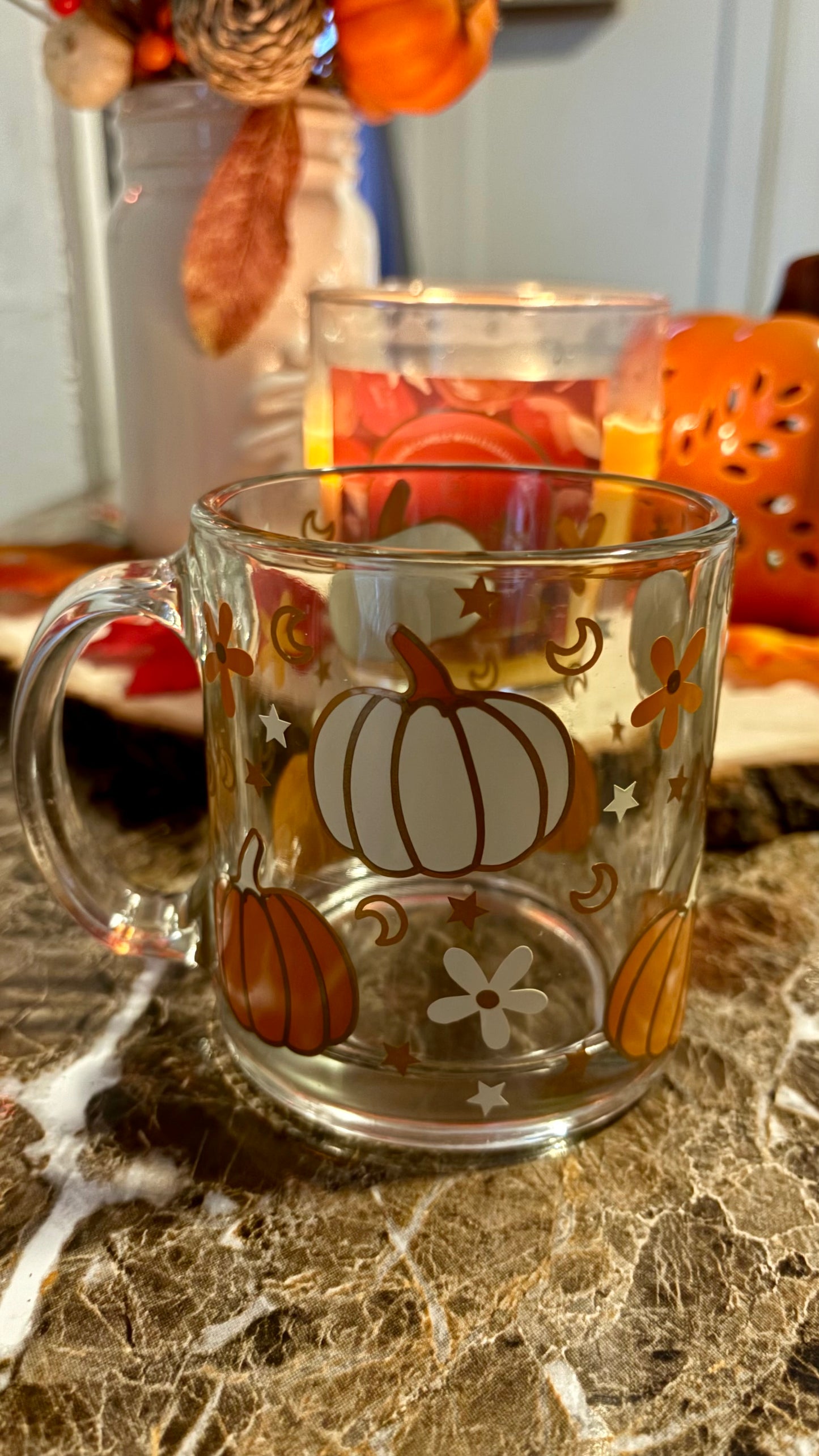 Autumn spice pumpkins glass  mug