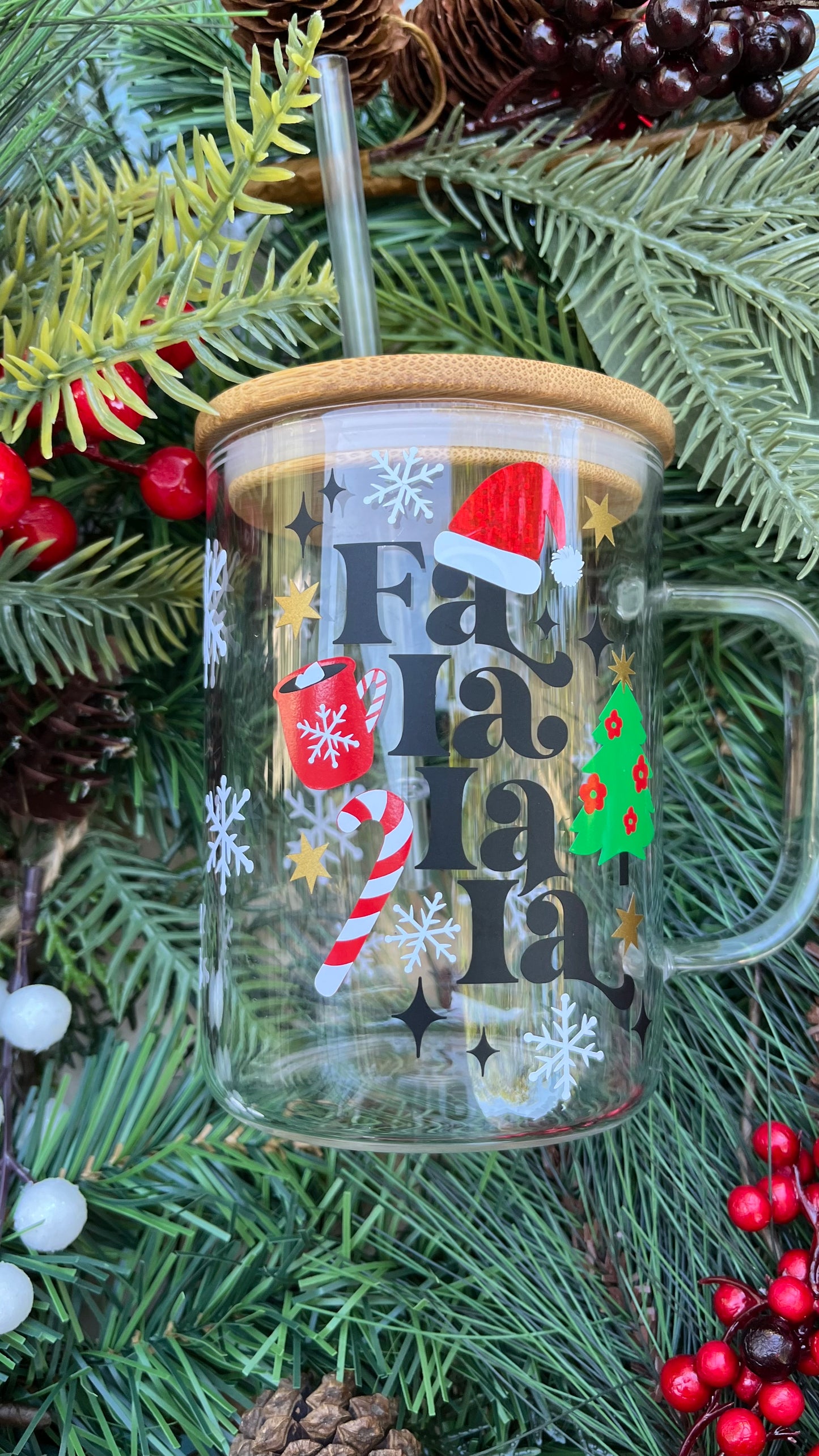 Fa la la la 16oz glass mug