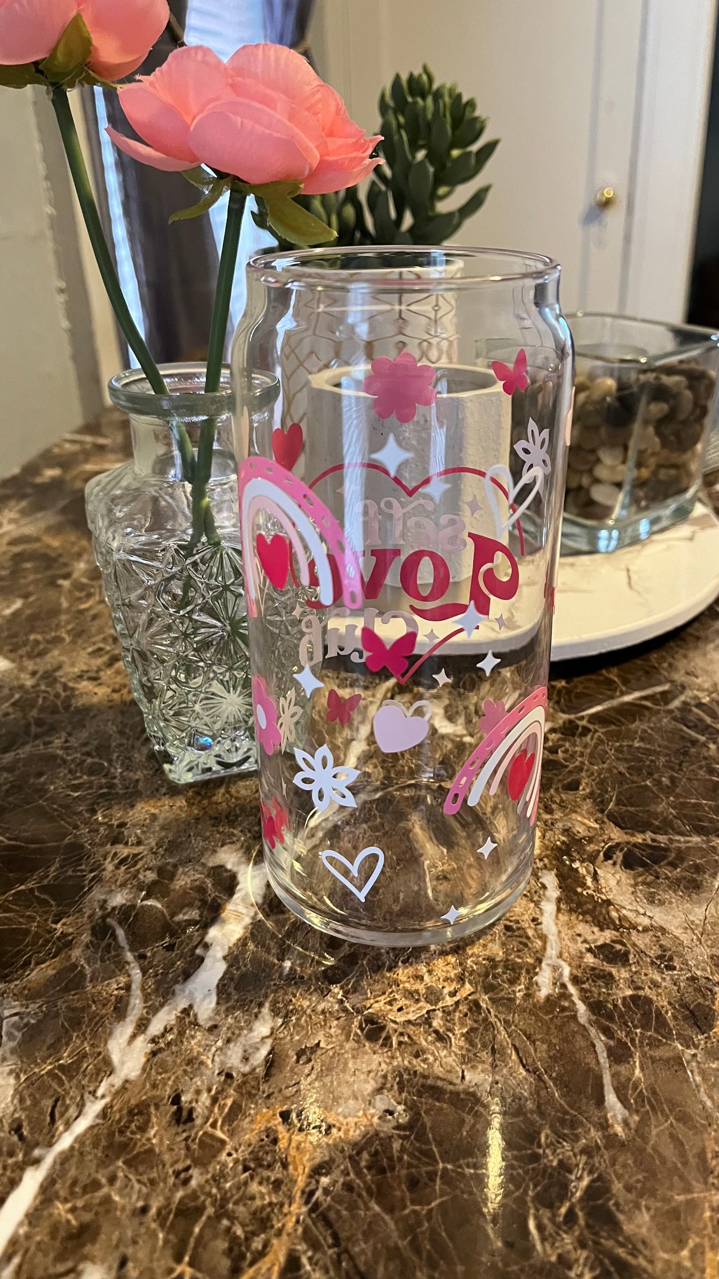 Self love club glass cup