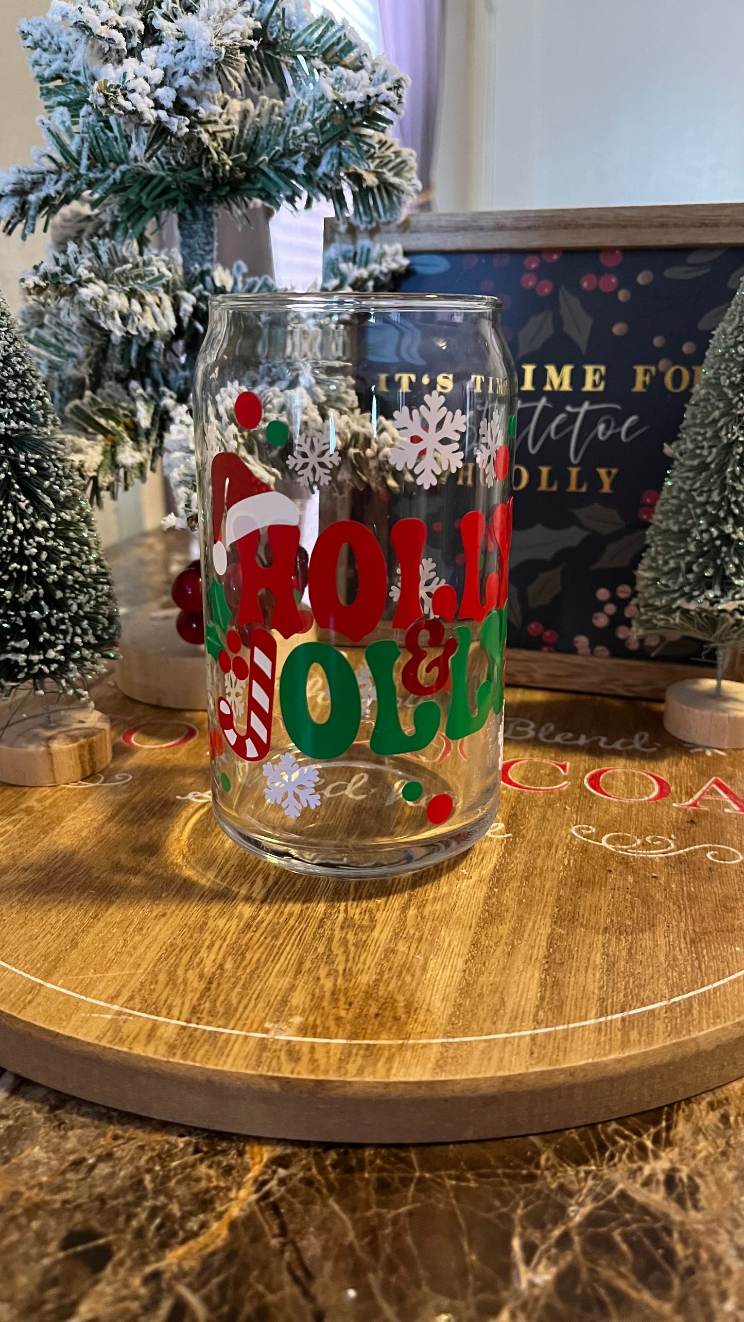 Holly jolly glass cup