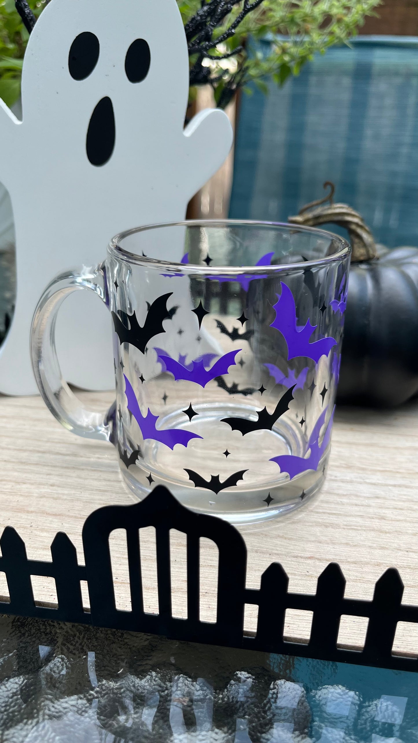 Black and purple bats mug