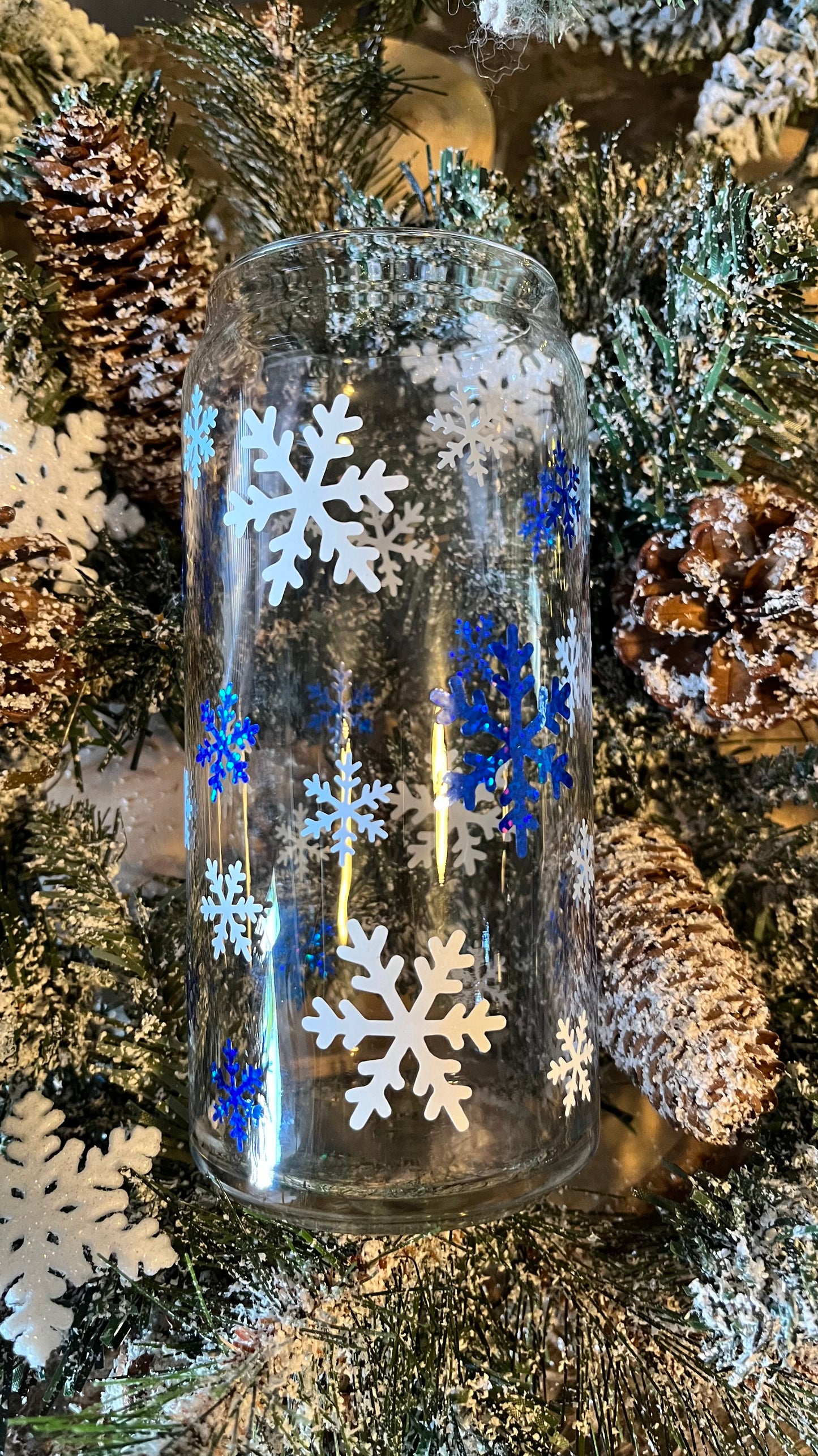 Snowflake glass cup