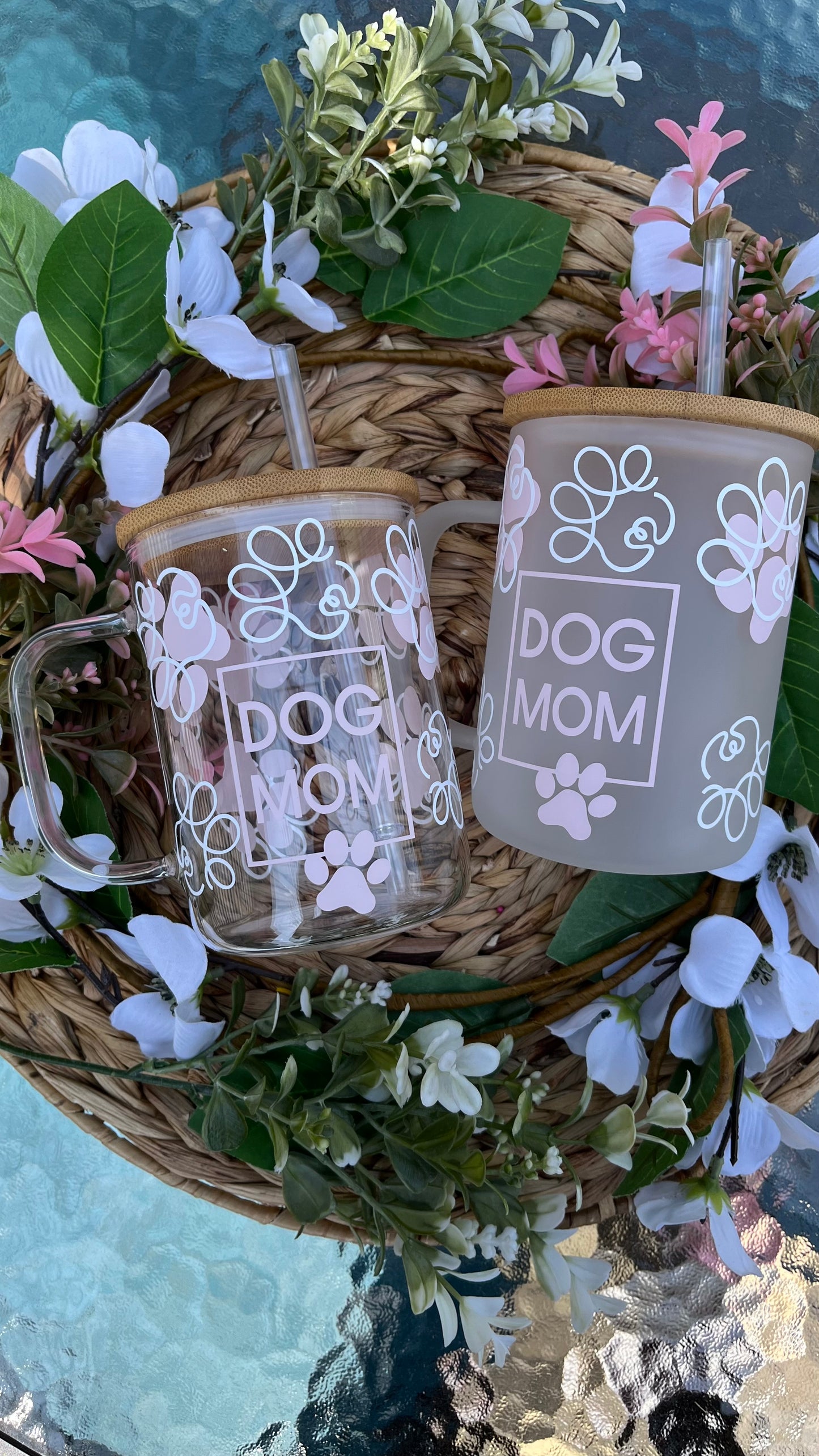 Dog mom glass mug