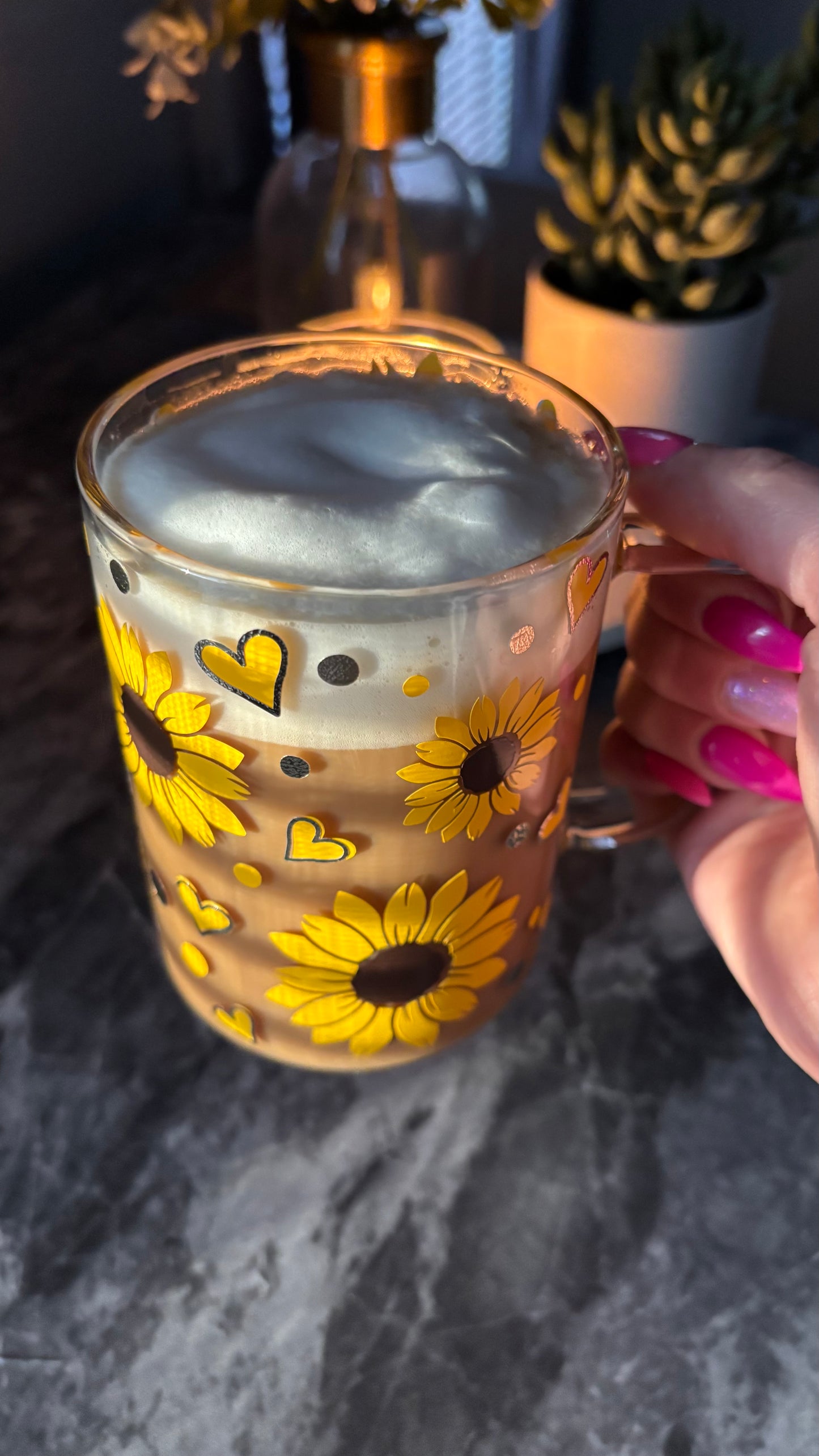 Sunflowers glass mug