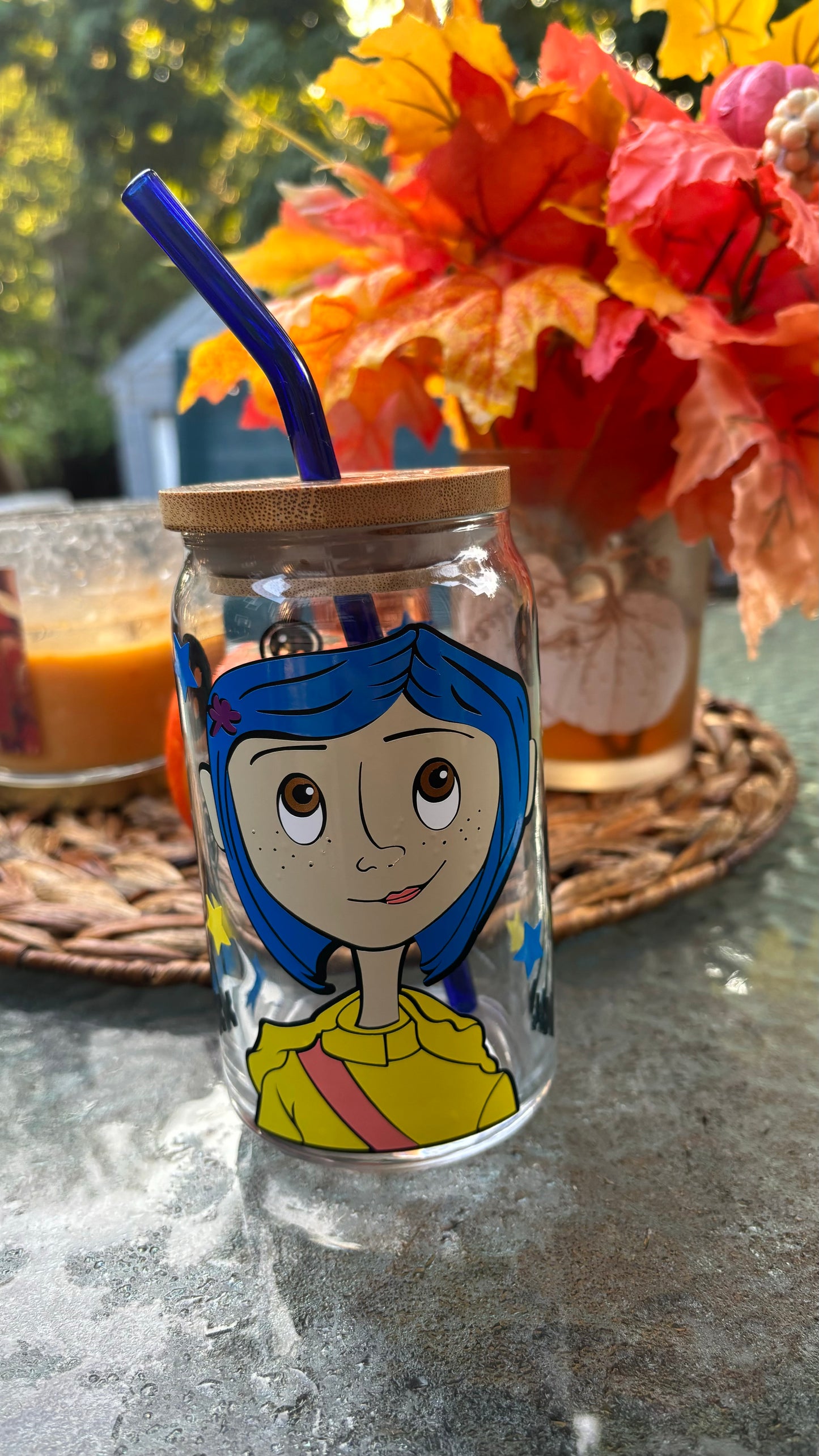 Coraline inspired glass cup