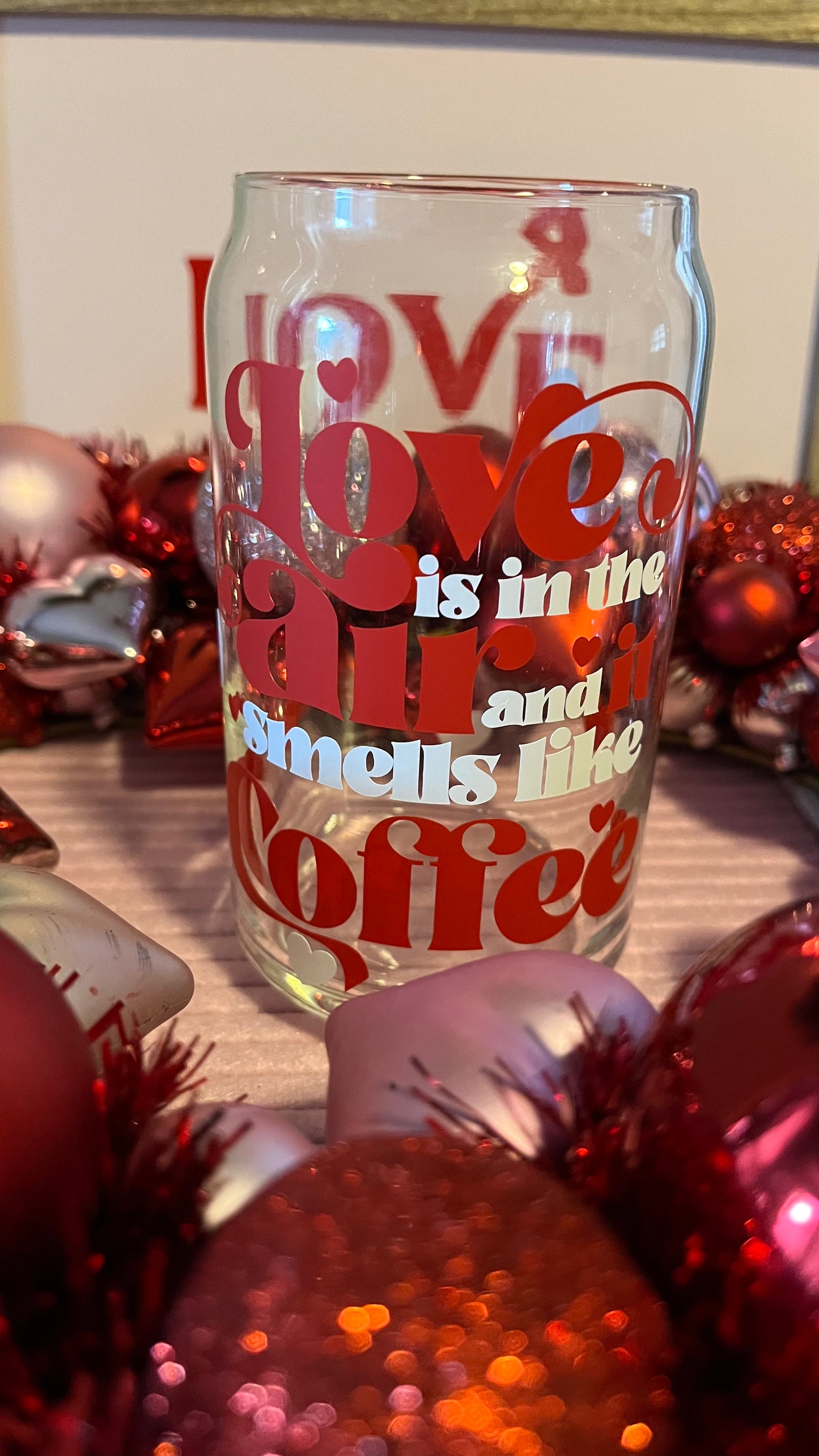 Love and coffee glass