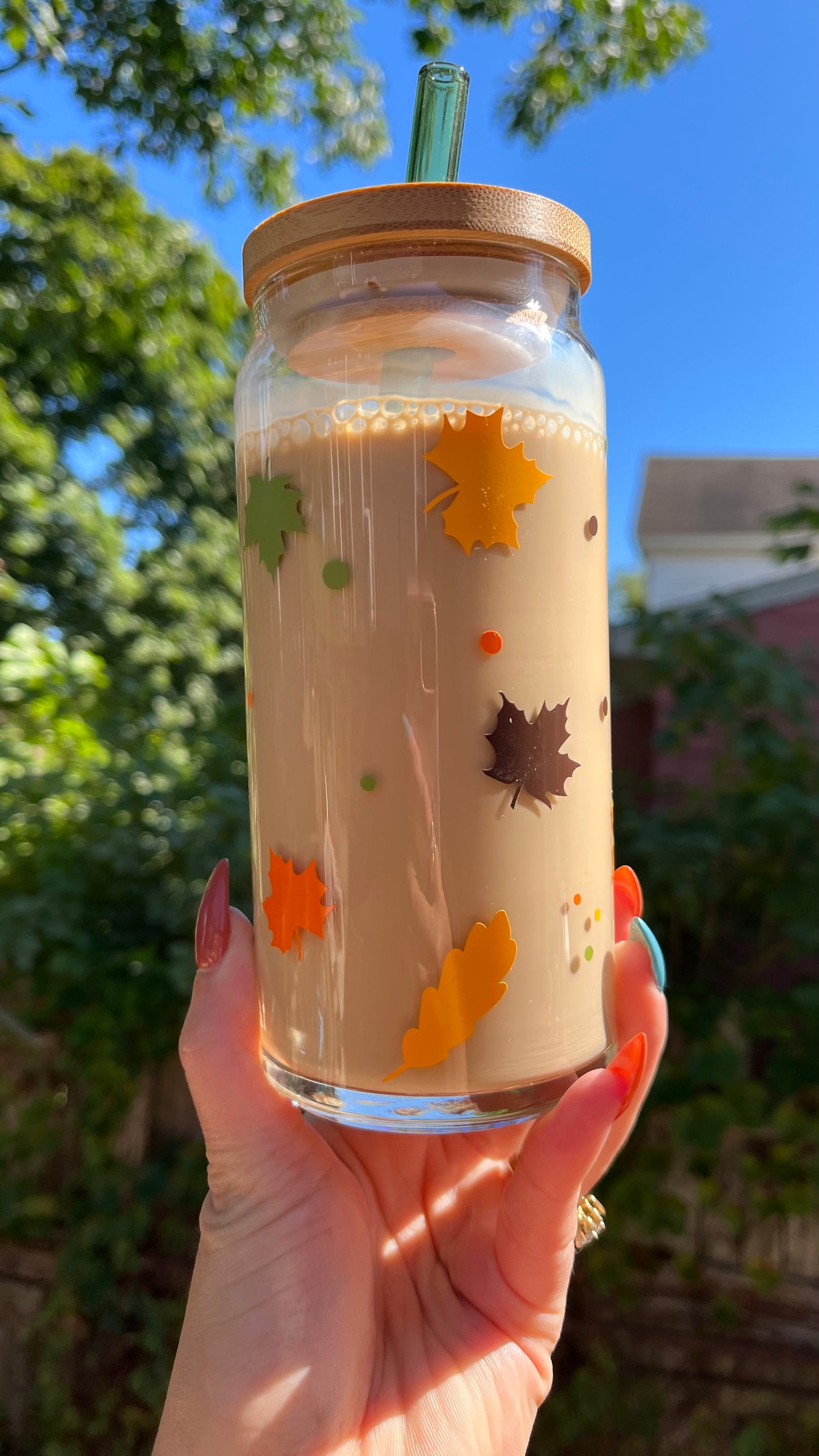 Hello fall glass cup