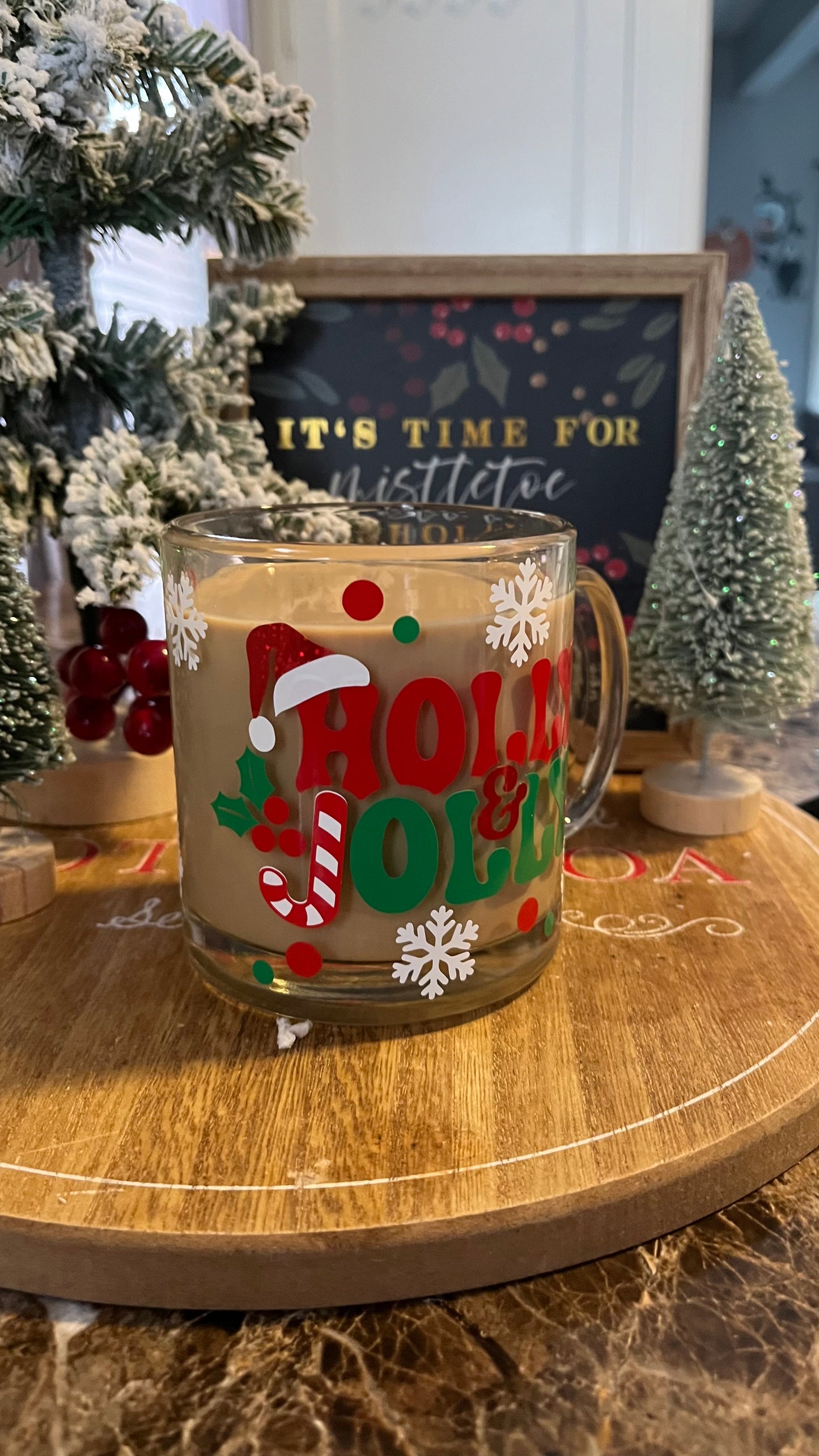 Holly Jolly glass mug