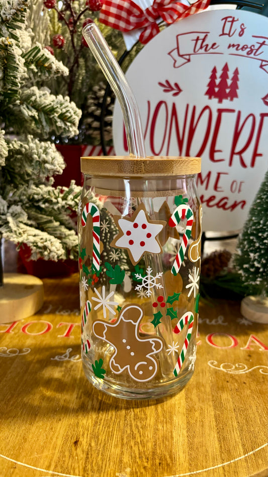 Gingerbread Christmas glass cup