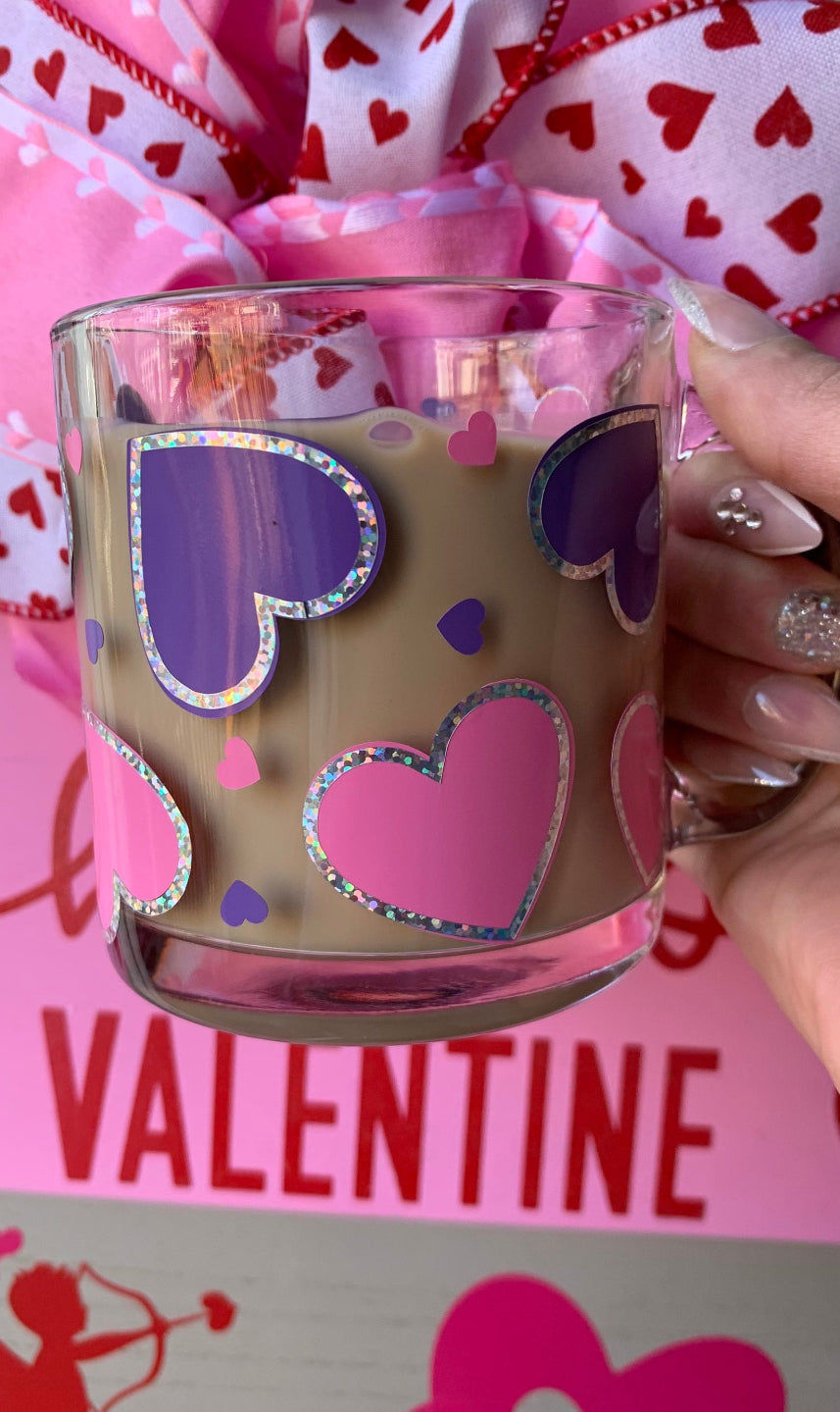 Hearts glass mug