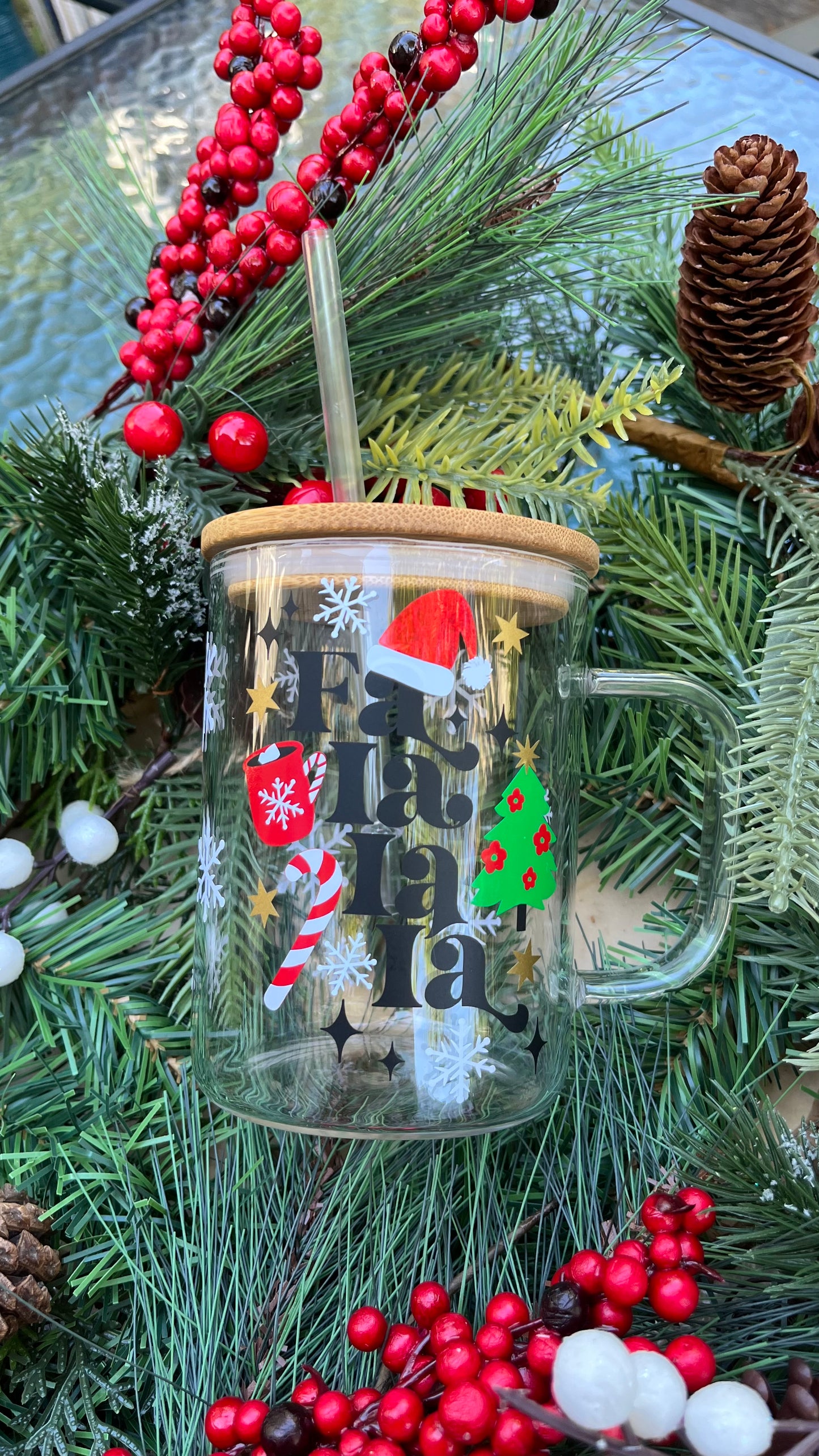 Fa la la la 16oz glass mug