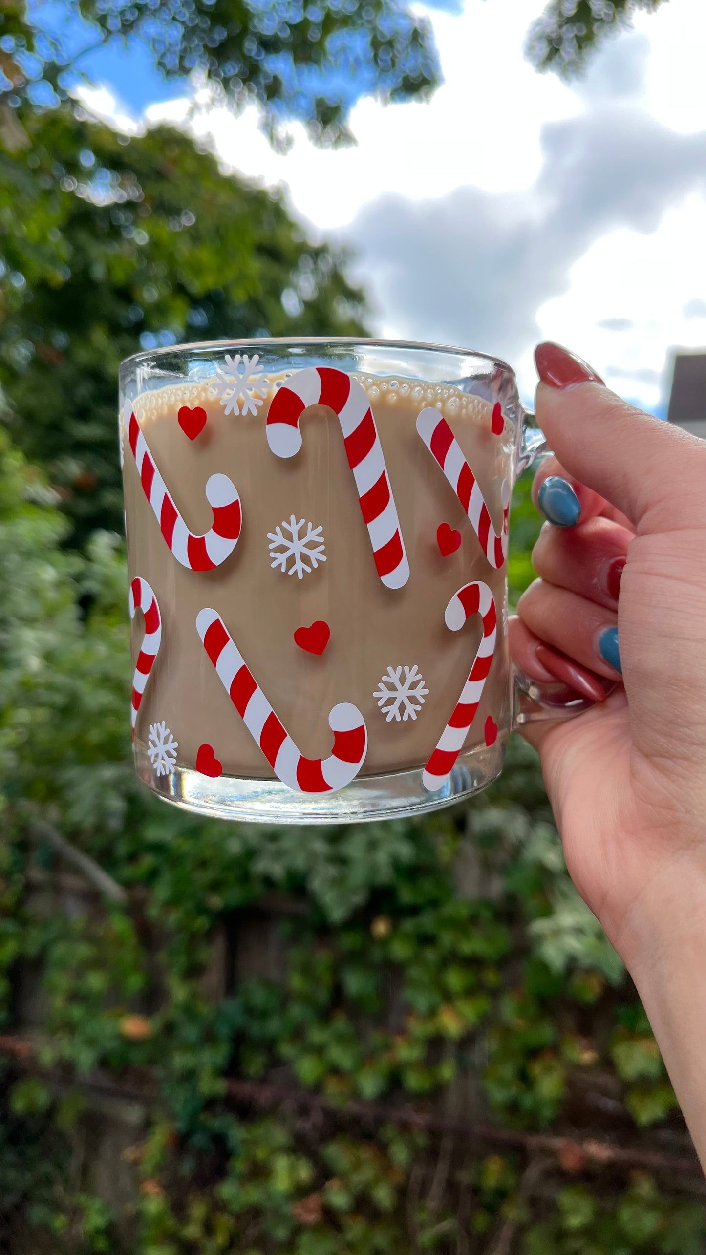 Candy cane glass mug