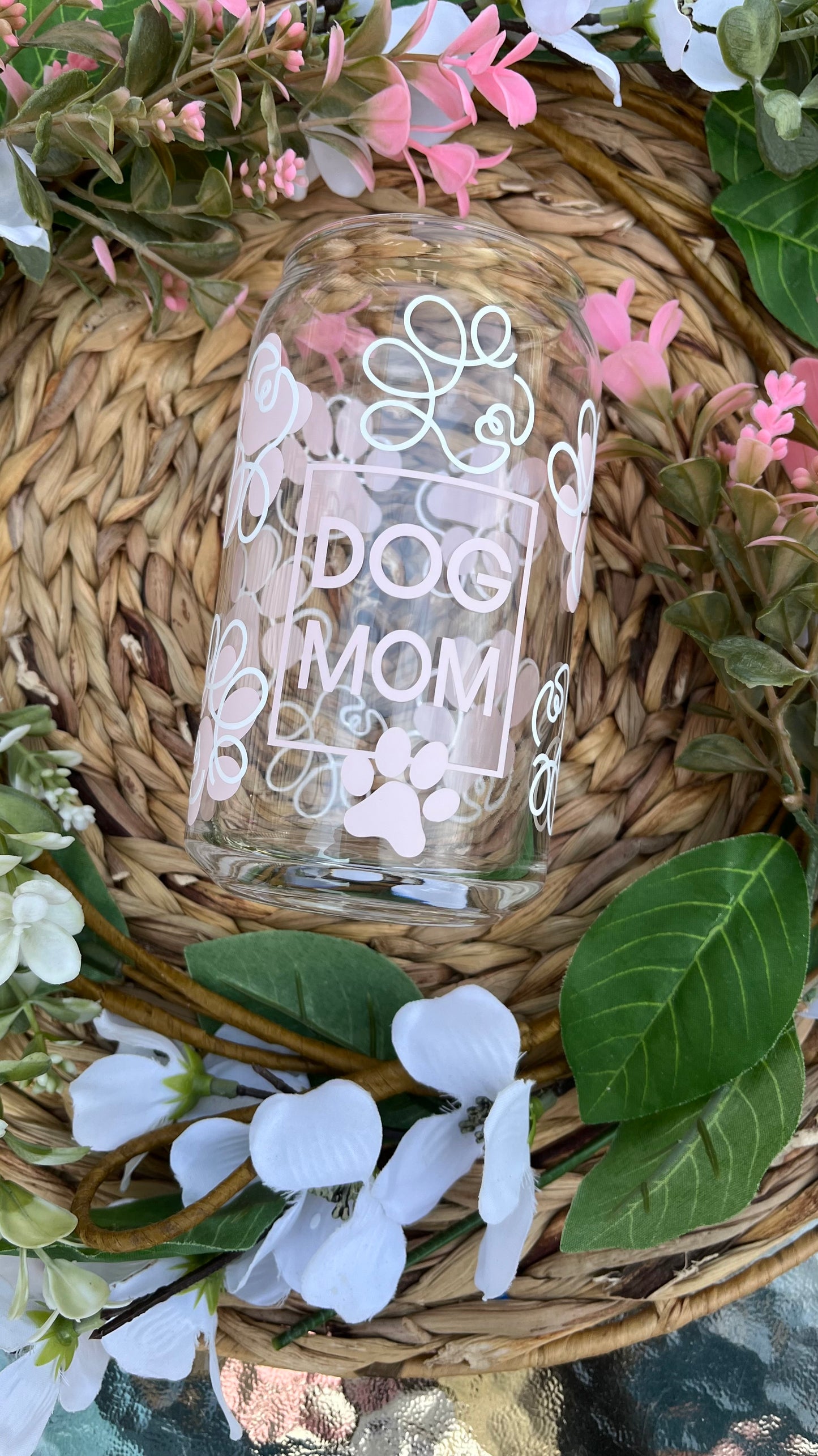 Dog mom glass cup