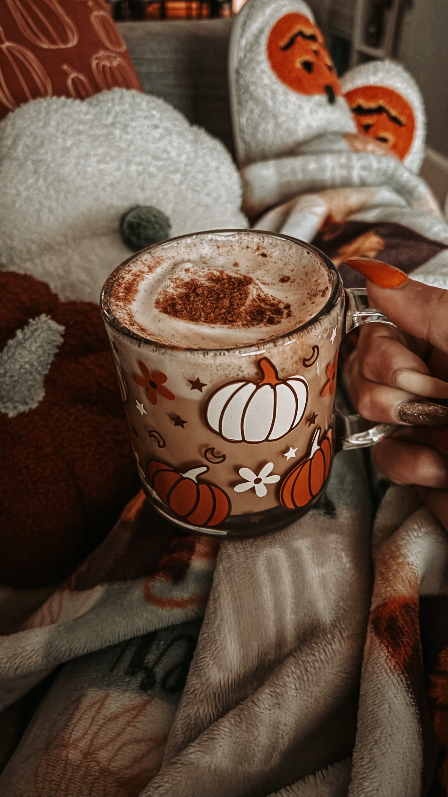 Autumn spice pumpkins glass  mug