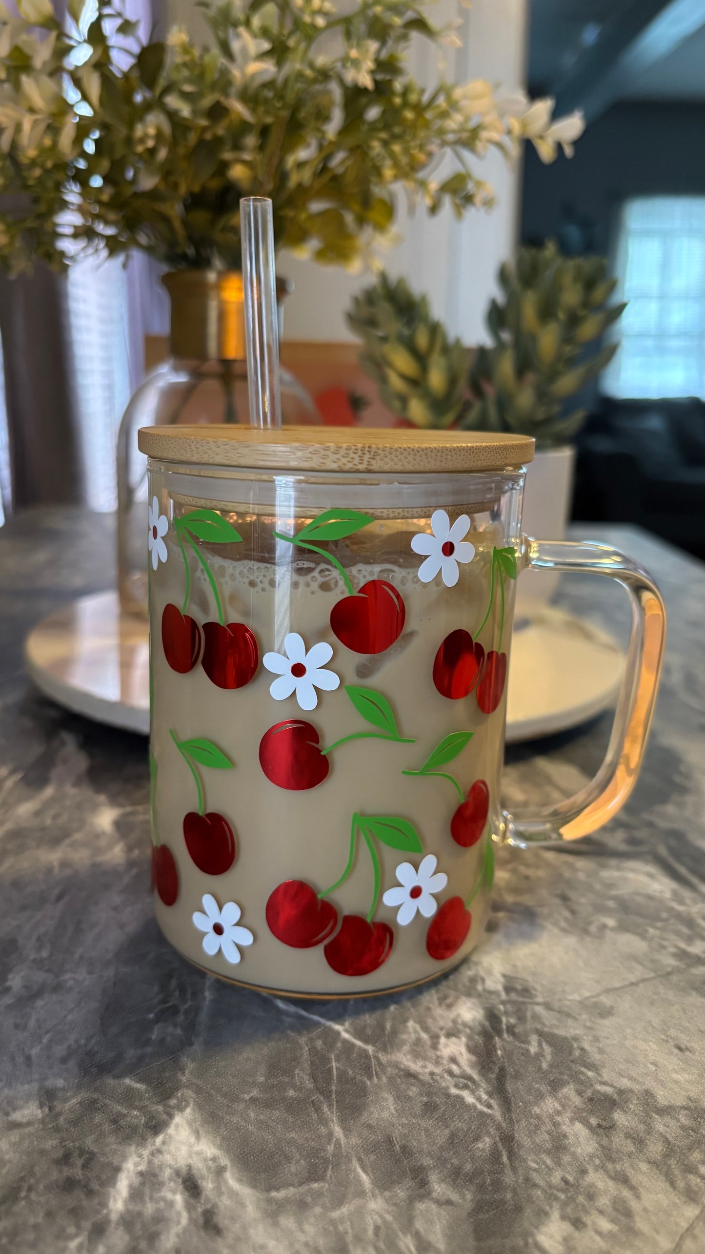 Cherry glass mug