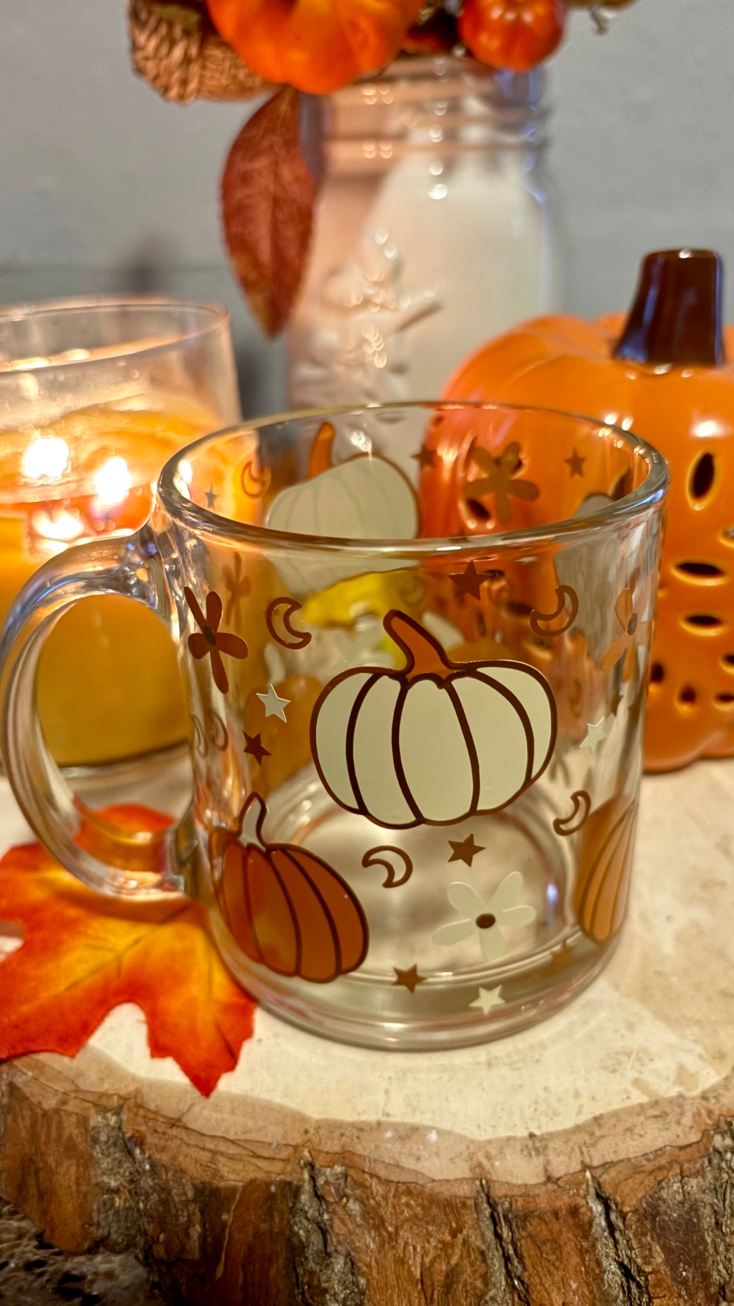 Autumn spice pumpkins glass  mug