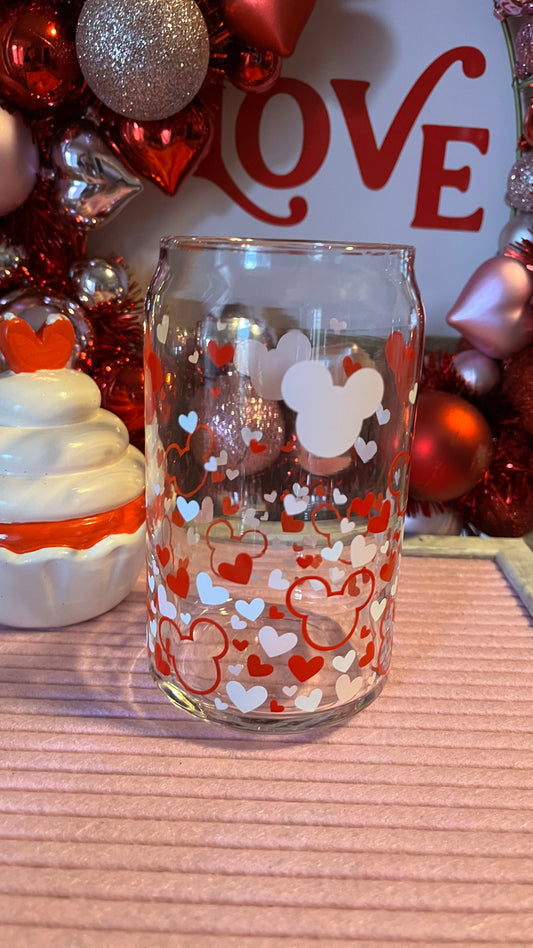 Mouse ears and hearts glass cup