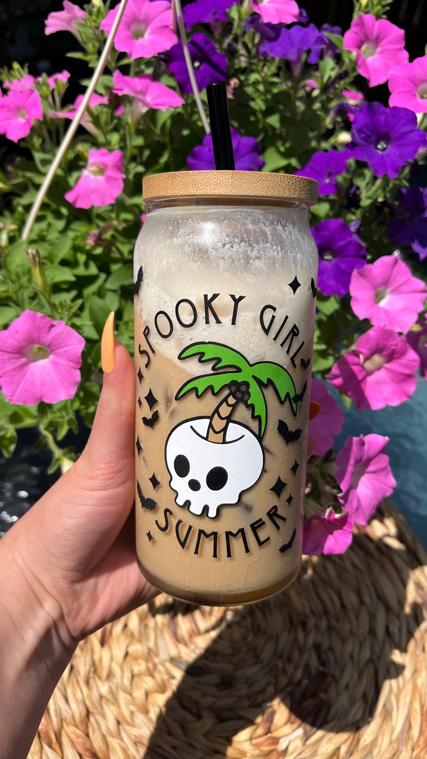 Spooky girl summer glass cup