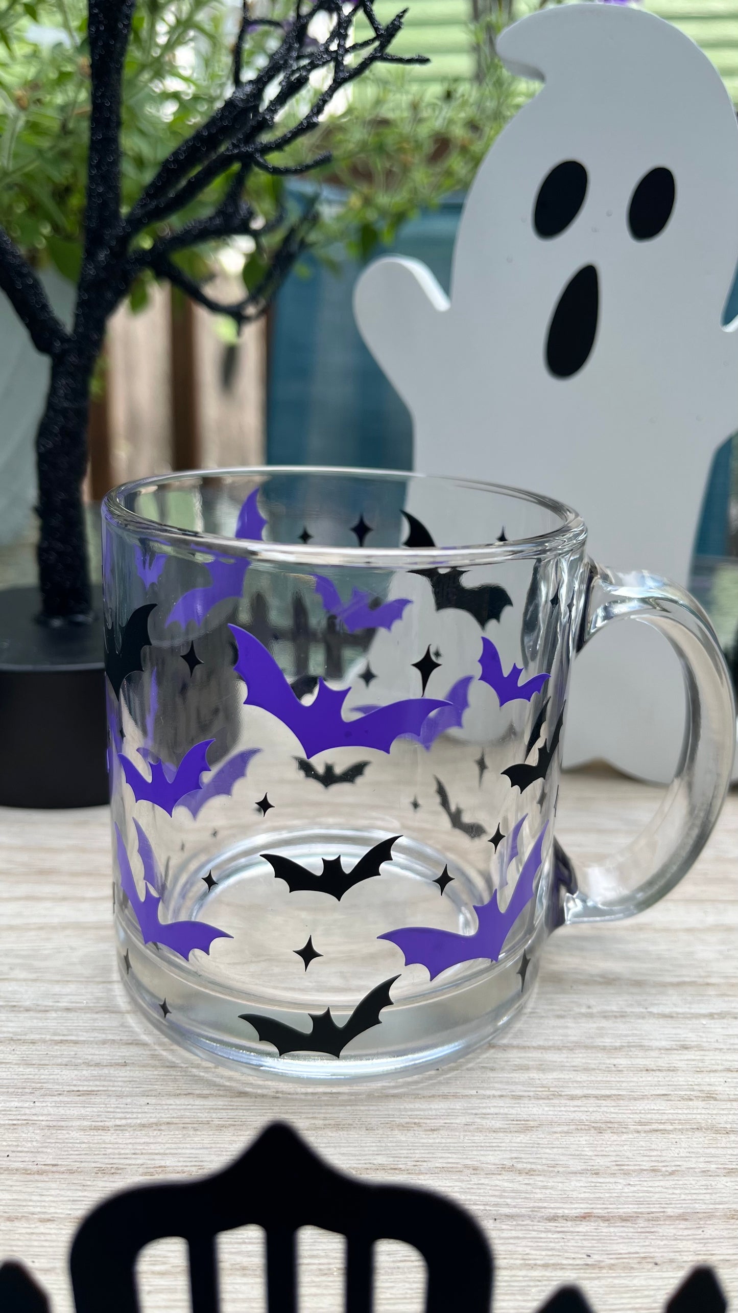 Black and purple bats mug