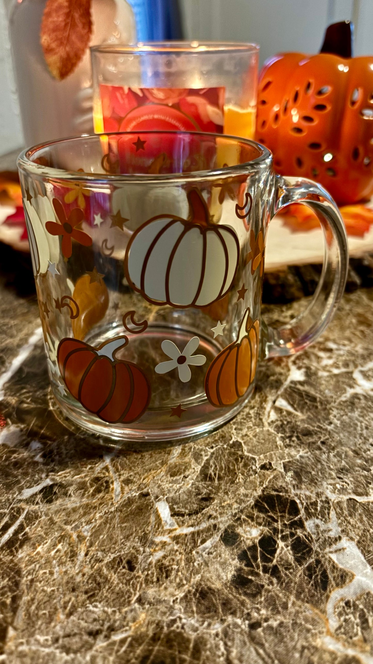 Autumn spice pumpkins glass  mug