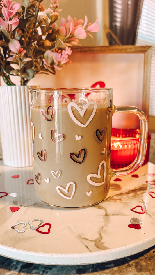 Pink hearts 16oz mug