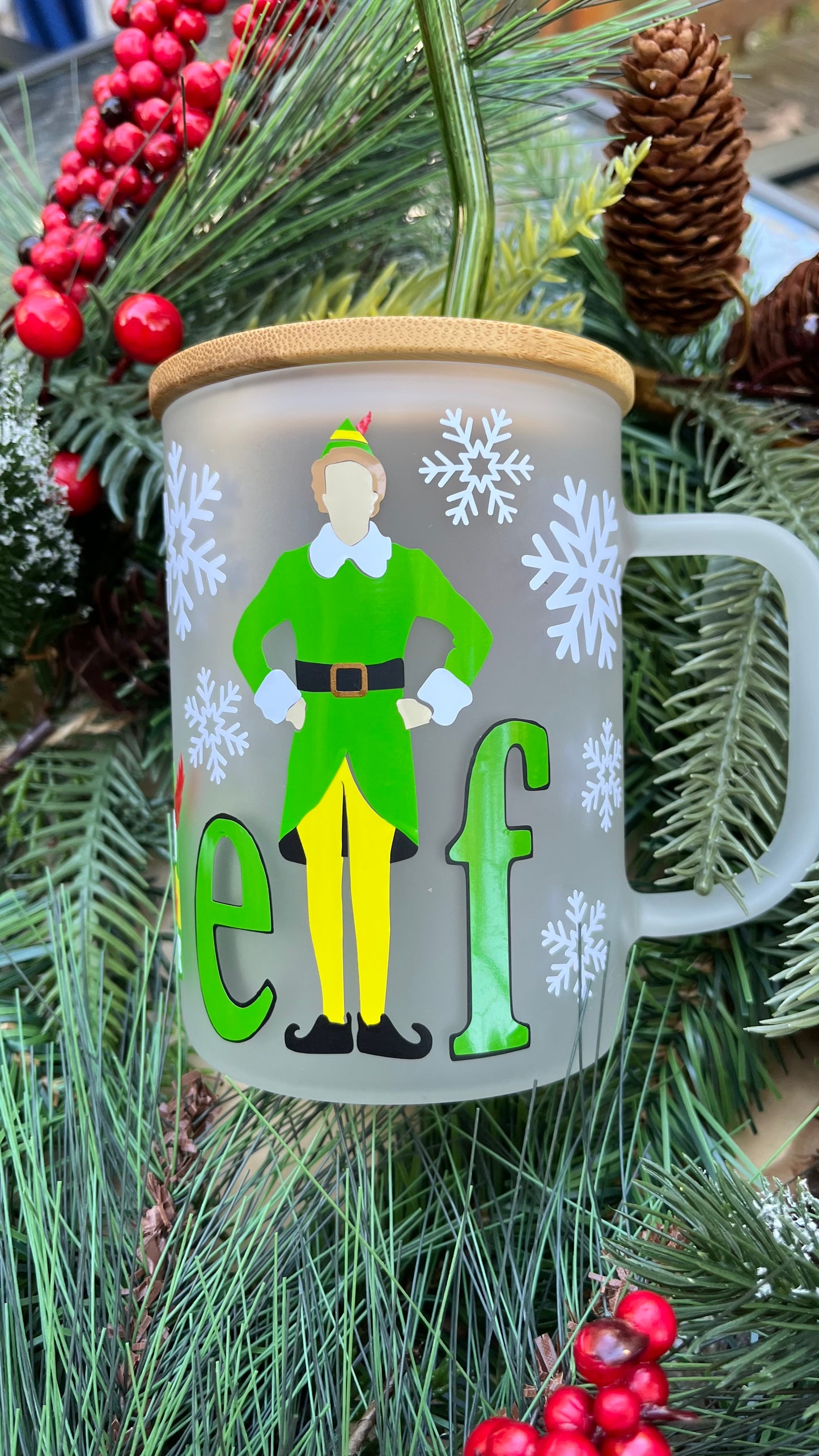 Elf frosted glass mug