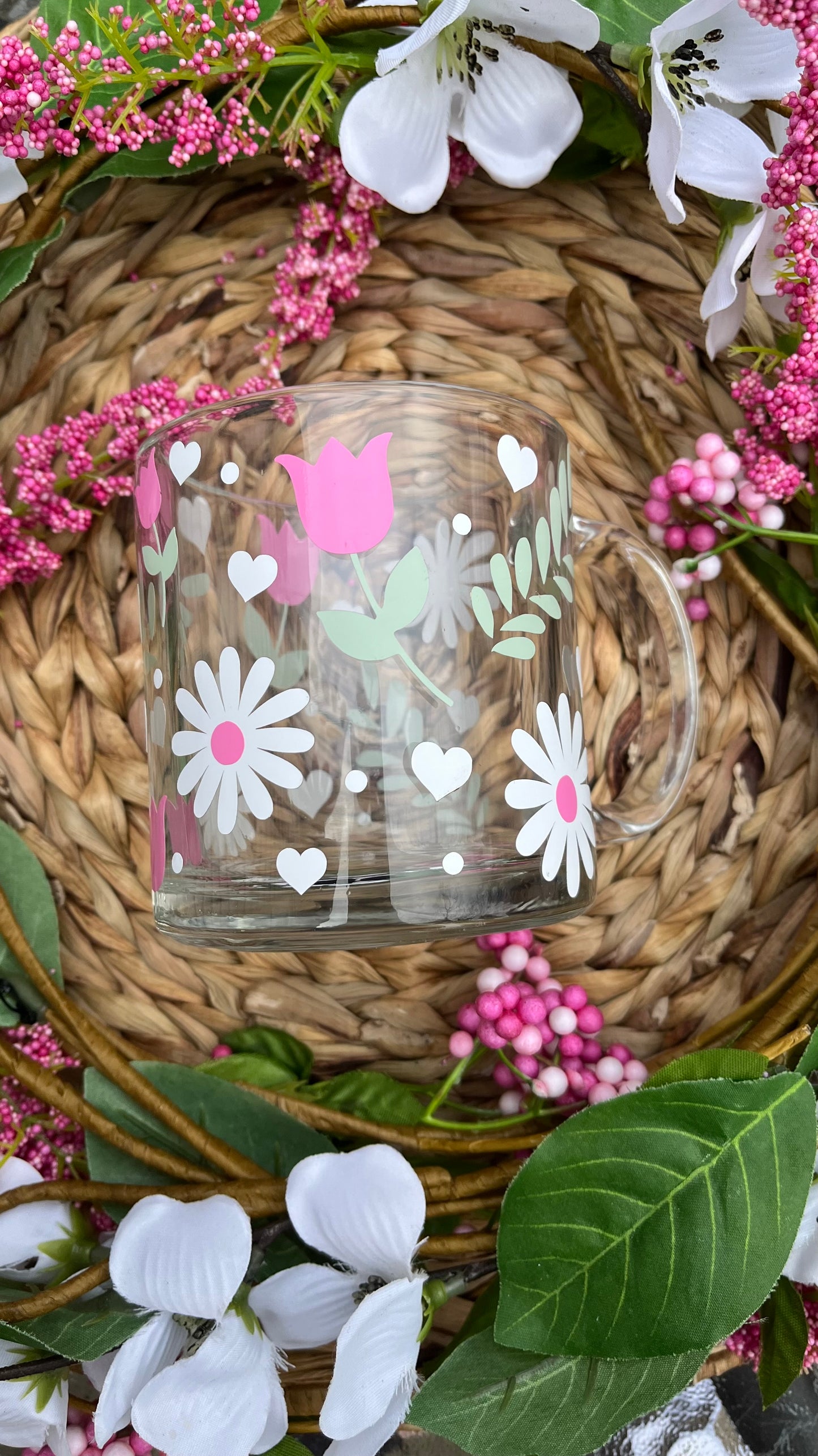 Spring tulips glass mug