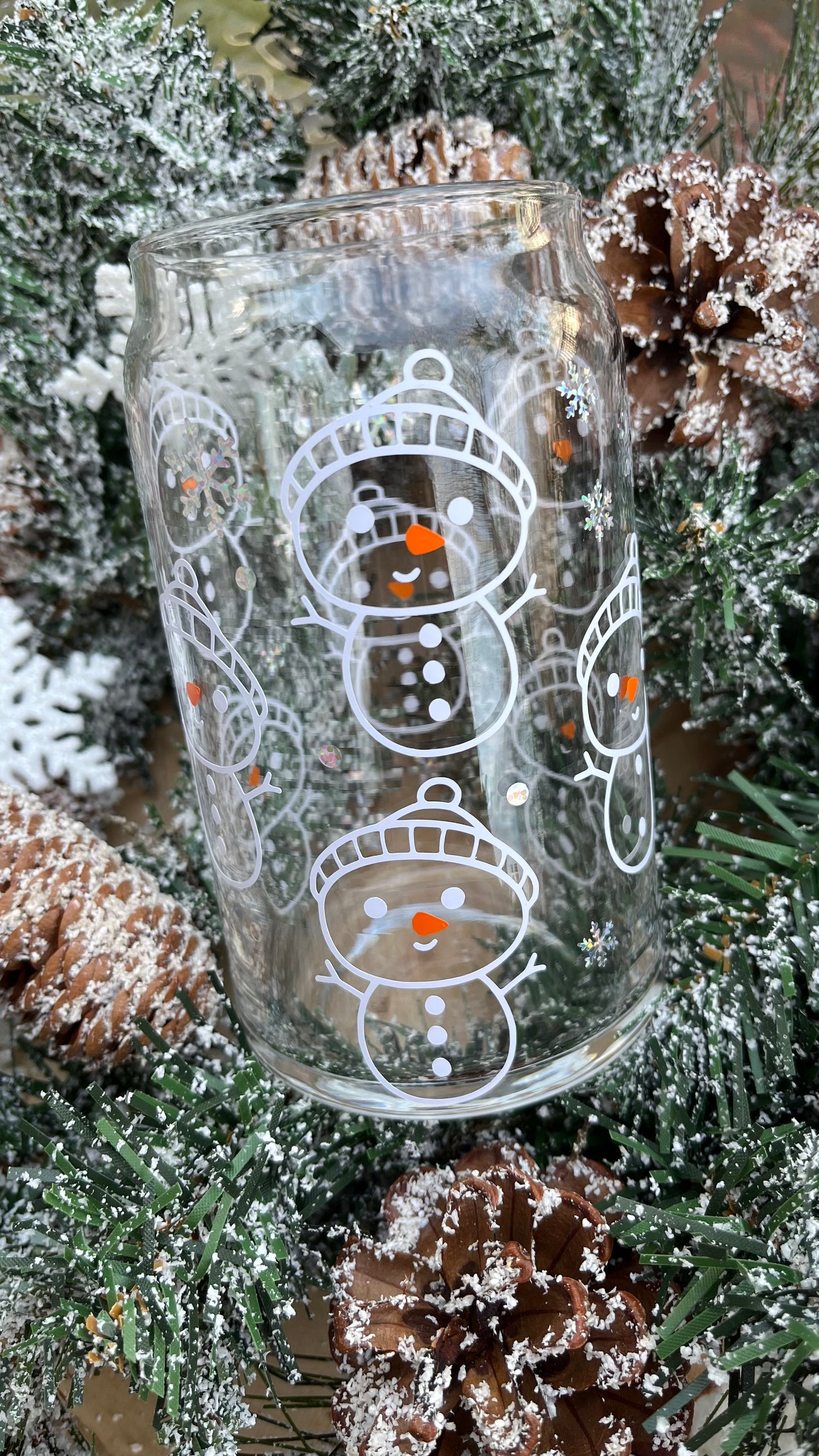 Cute snowman glass cup