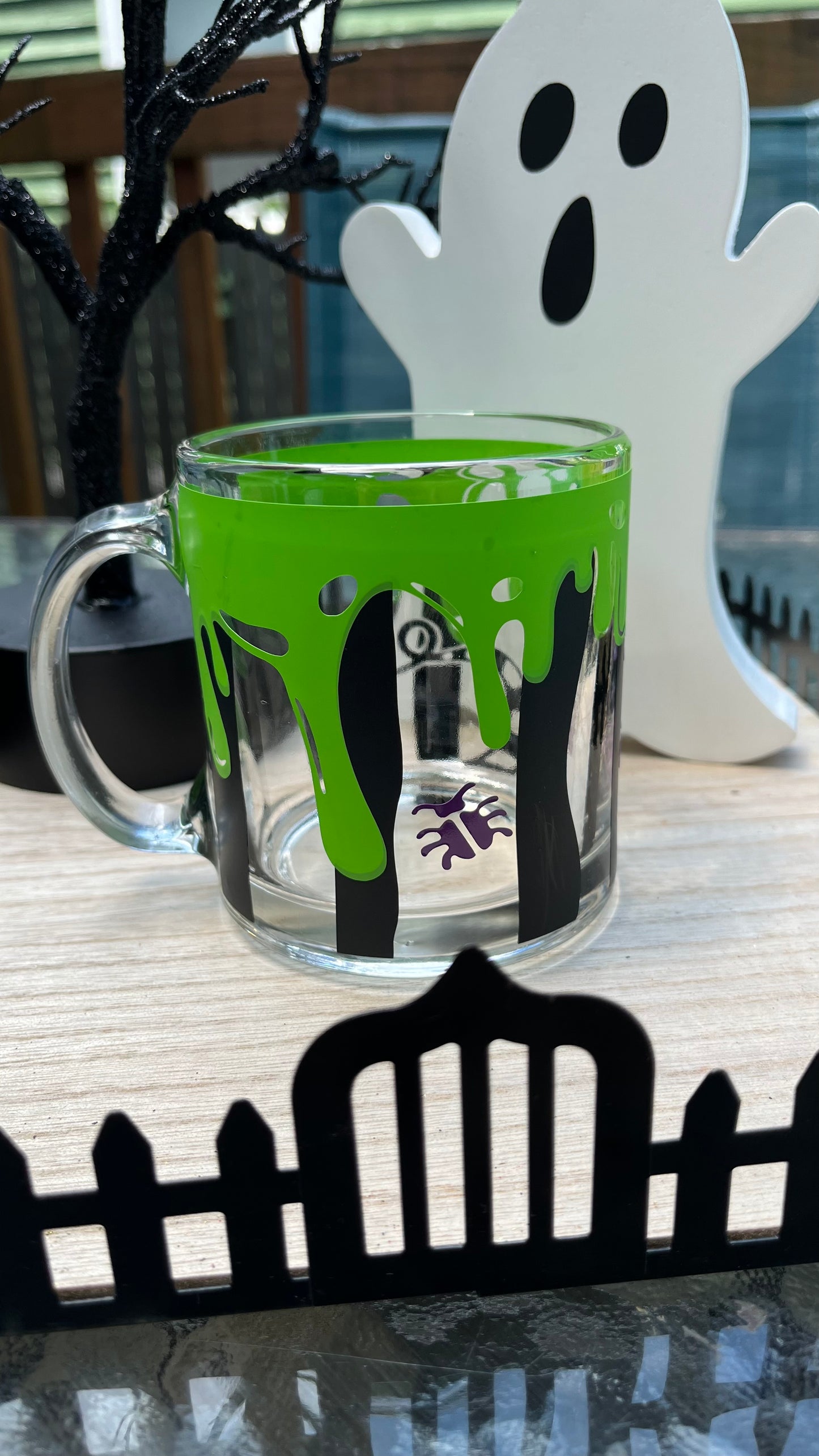 Beetlejuice inspired glass mug