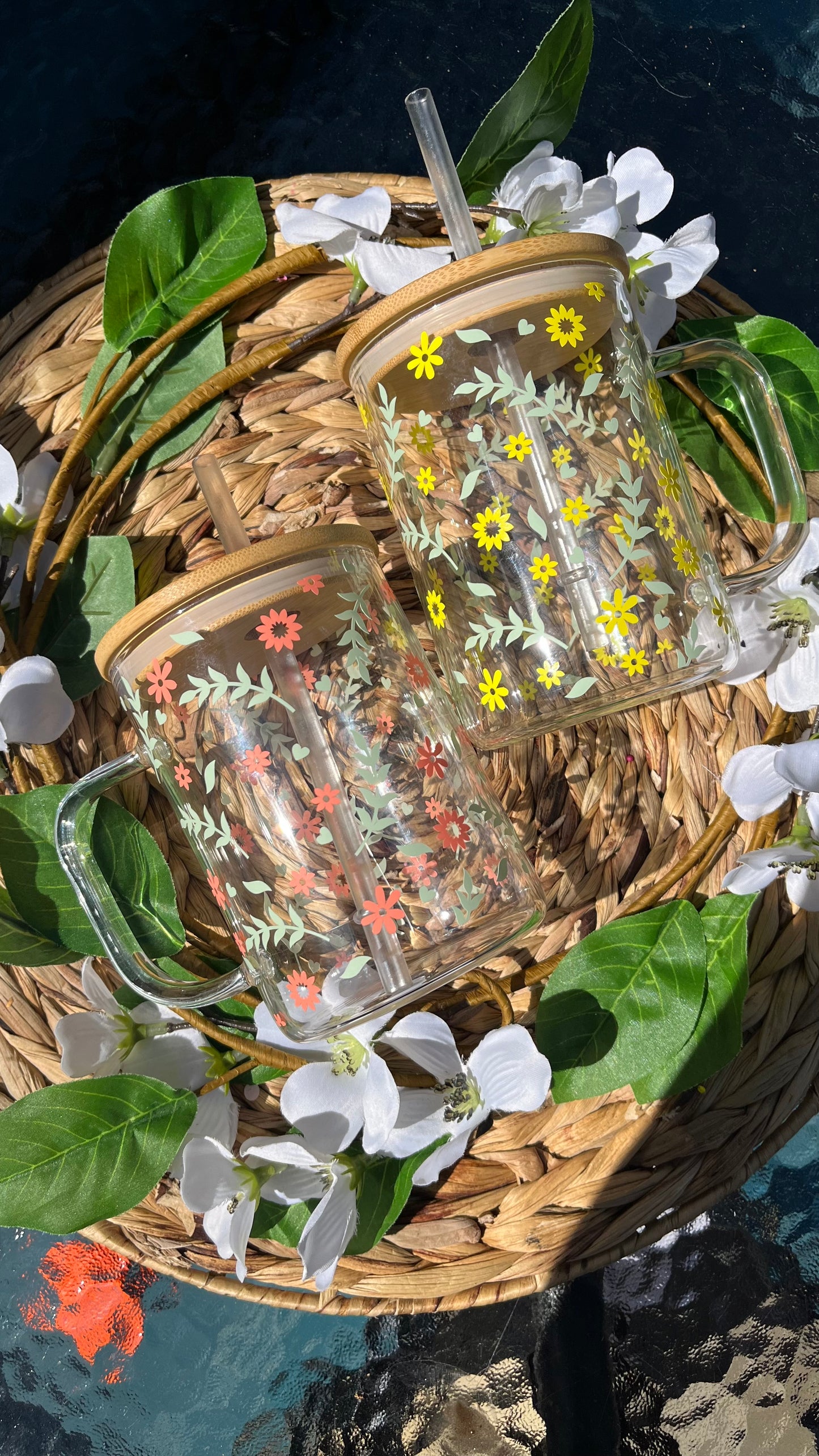 Spring flowers 16oz glass mug