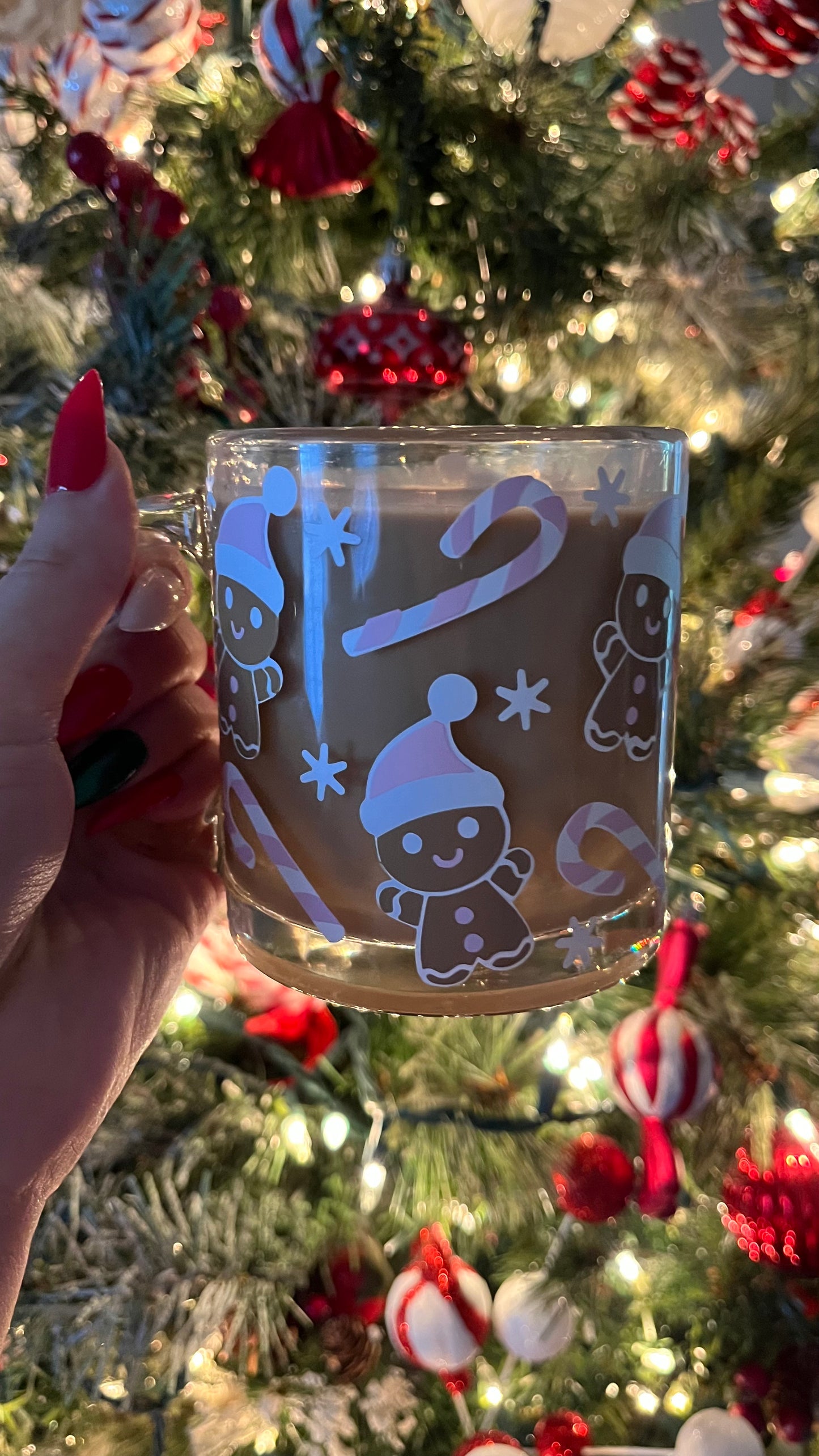 Pink gingerbread glass mug