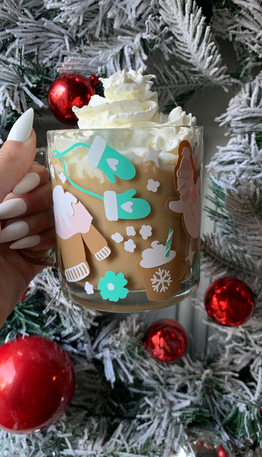 Boho winter  glass mug