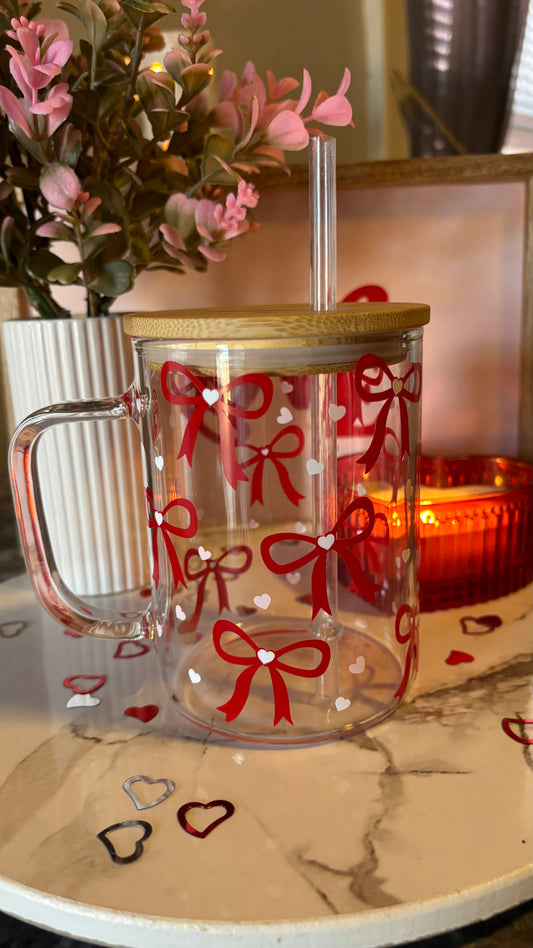 Valentines coquette bows and hearts mug