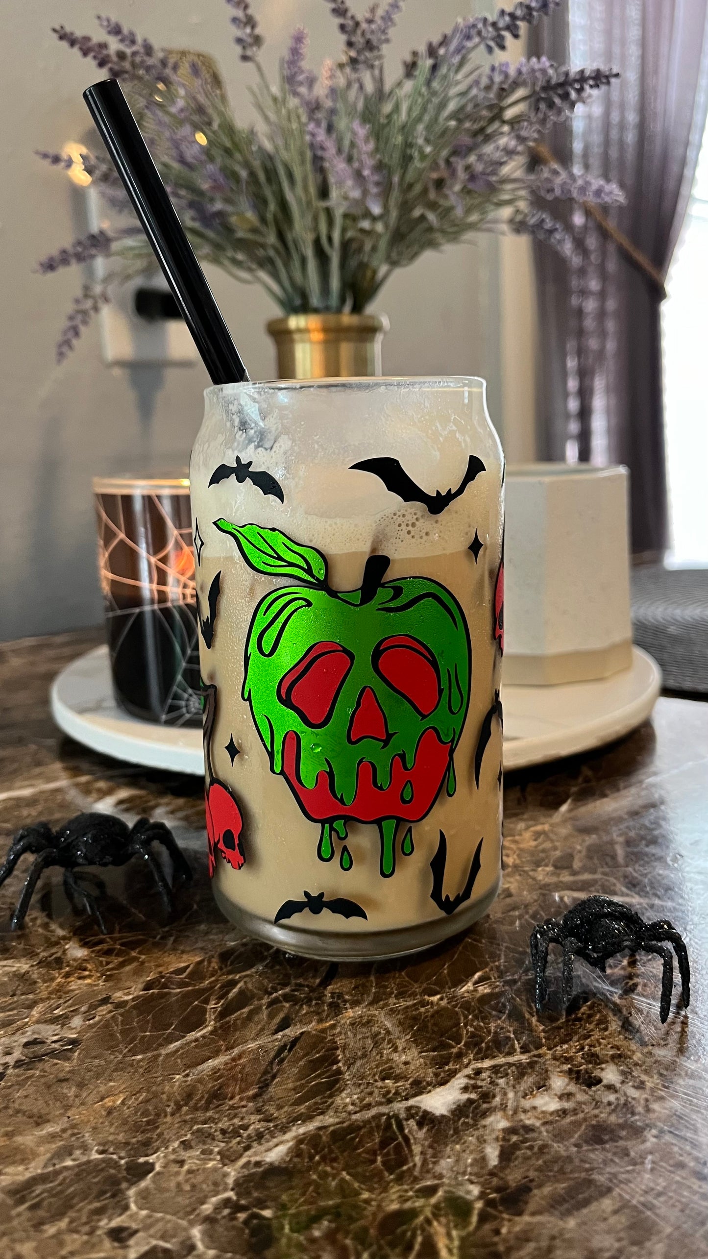 Poison apple cherry skulls glass cup