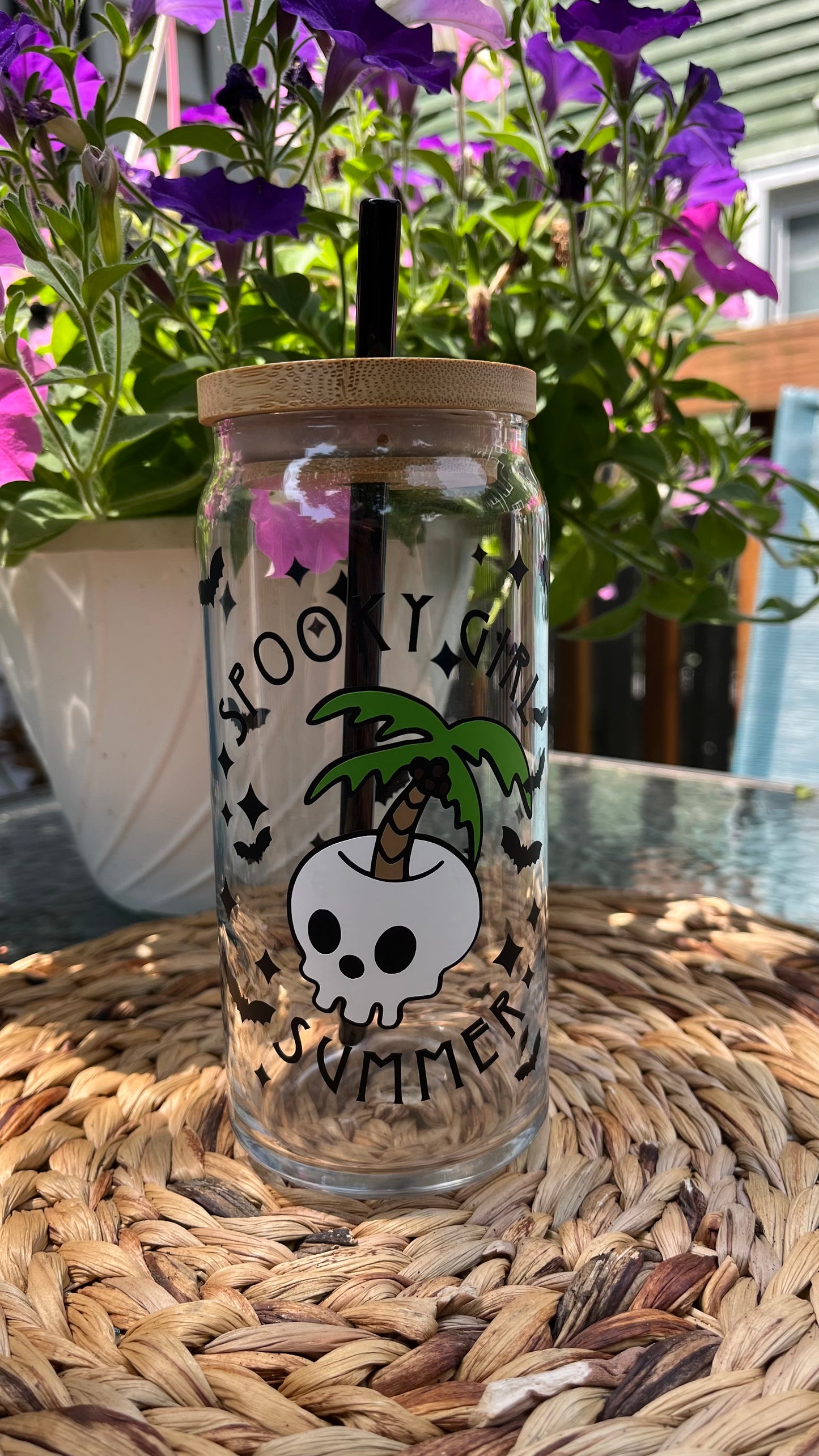 Spooky girl summer glass cup