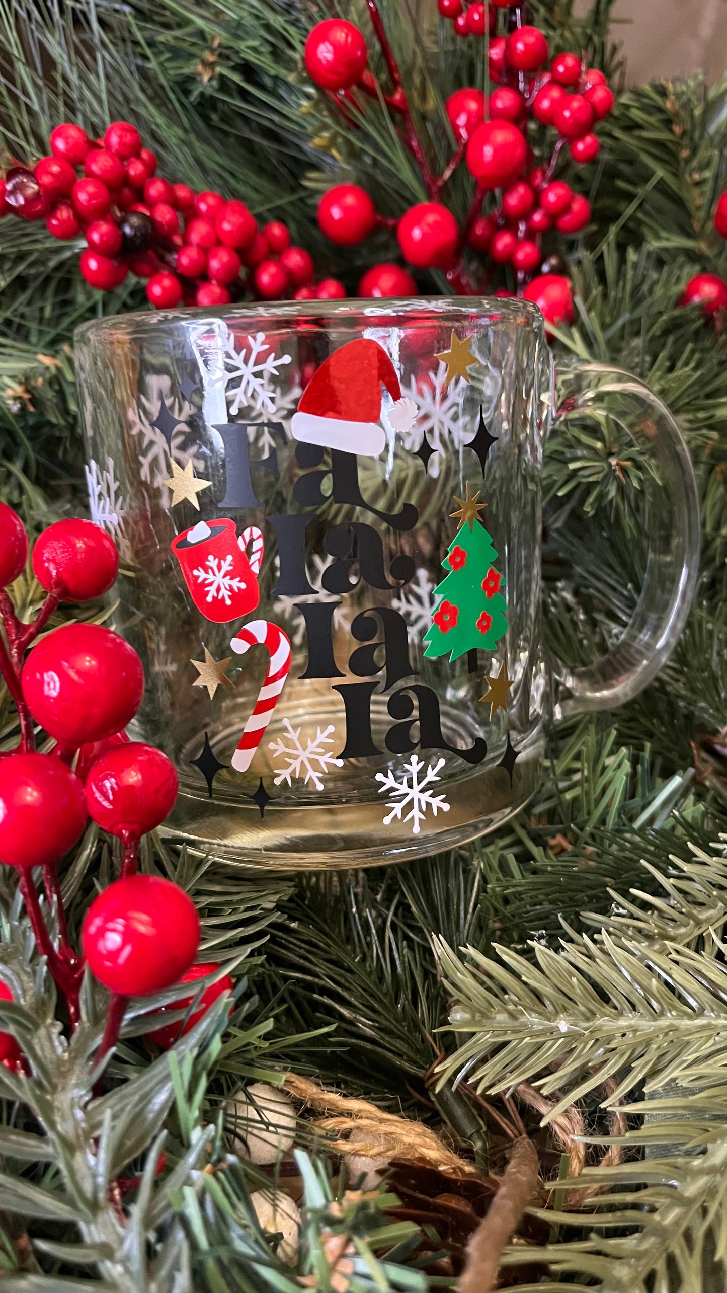 Fa la la la glass mug