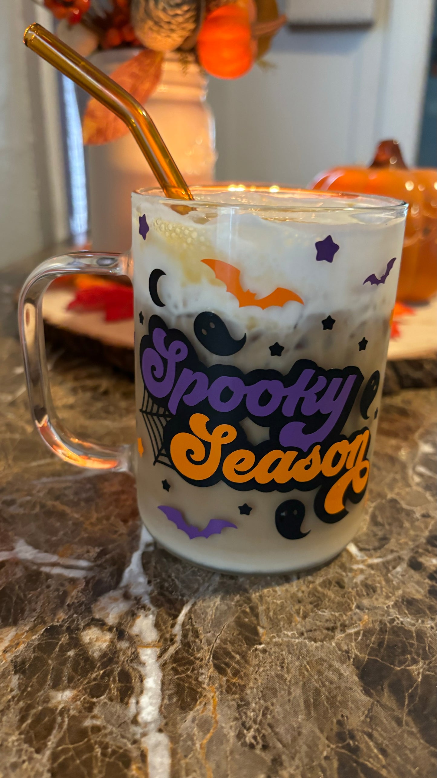 Spooky season glass mug