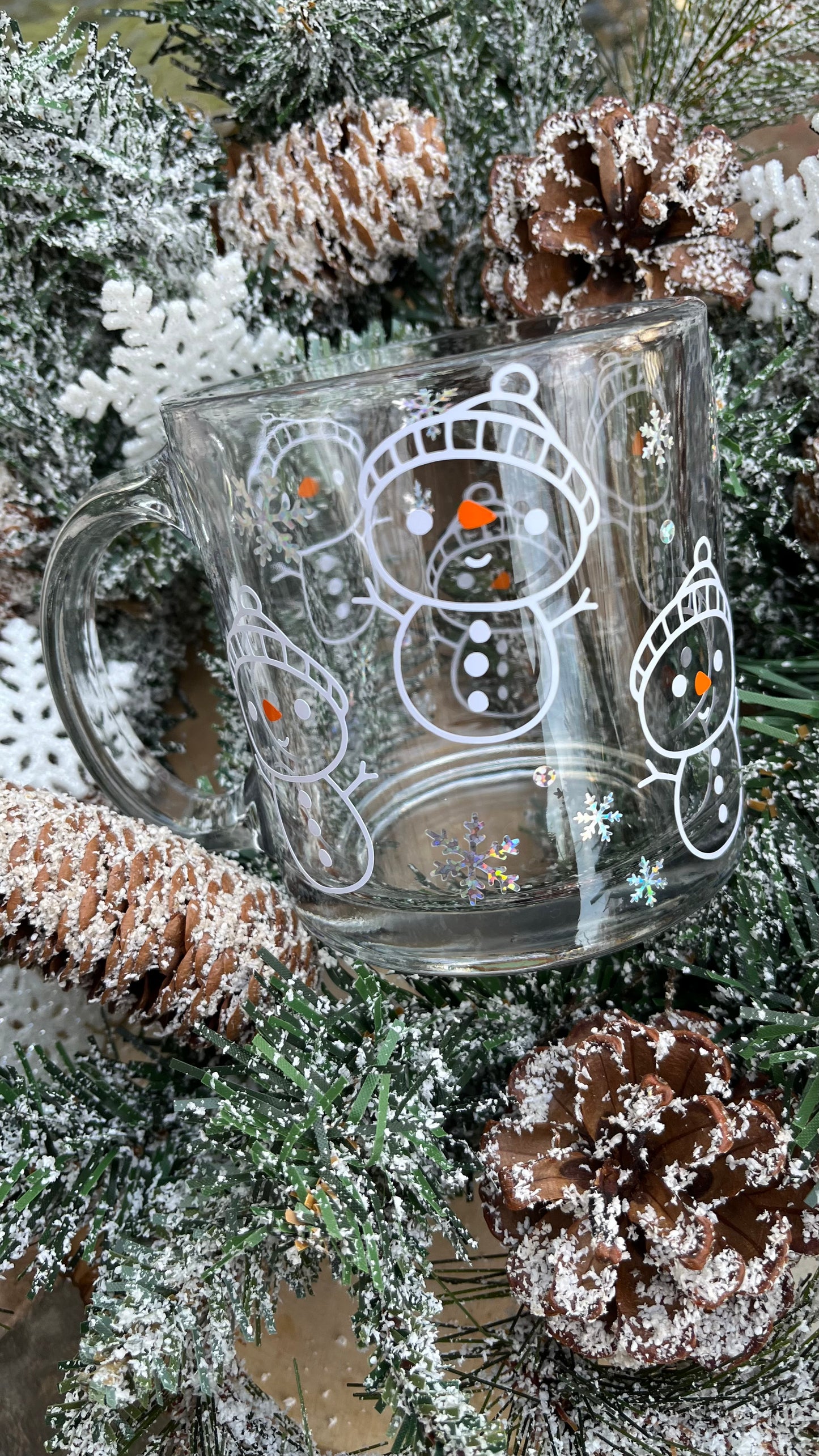 Cute snowman glass mug