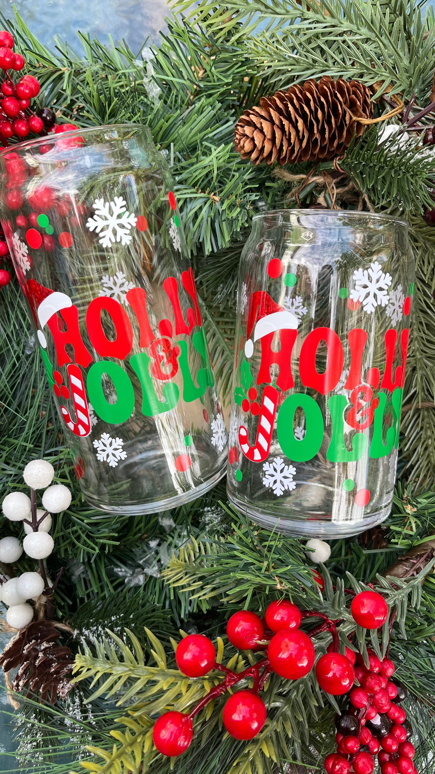 Holly jolly glass cup