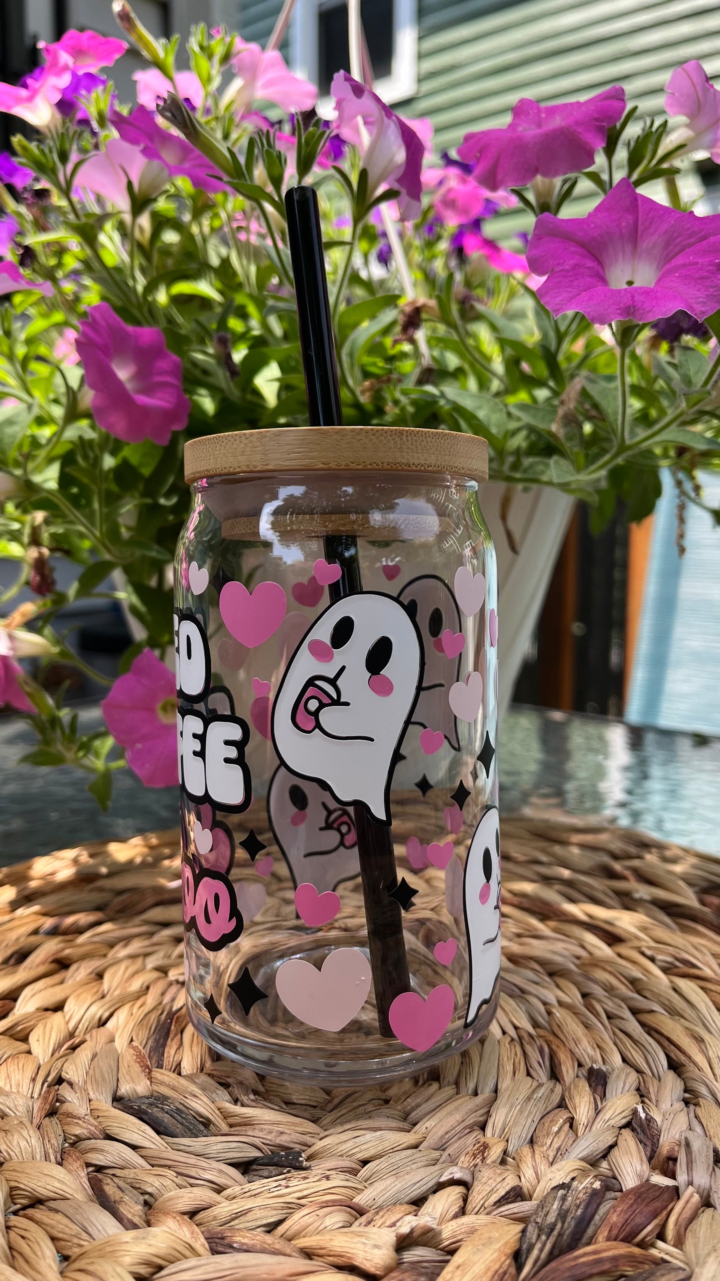 Iced coffee boo ghost glass cup