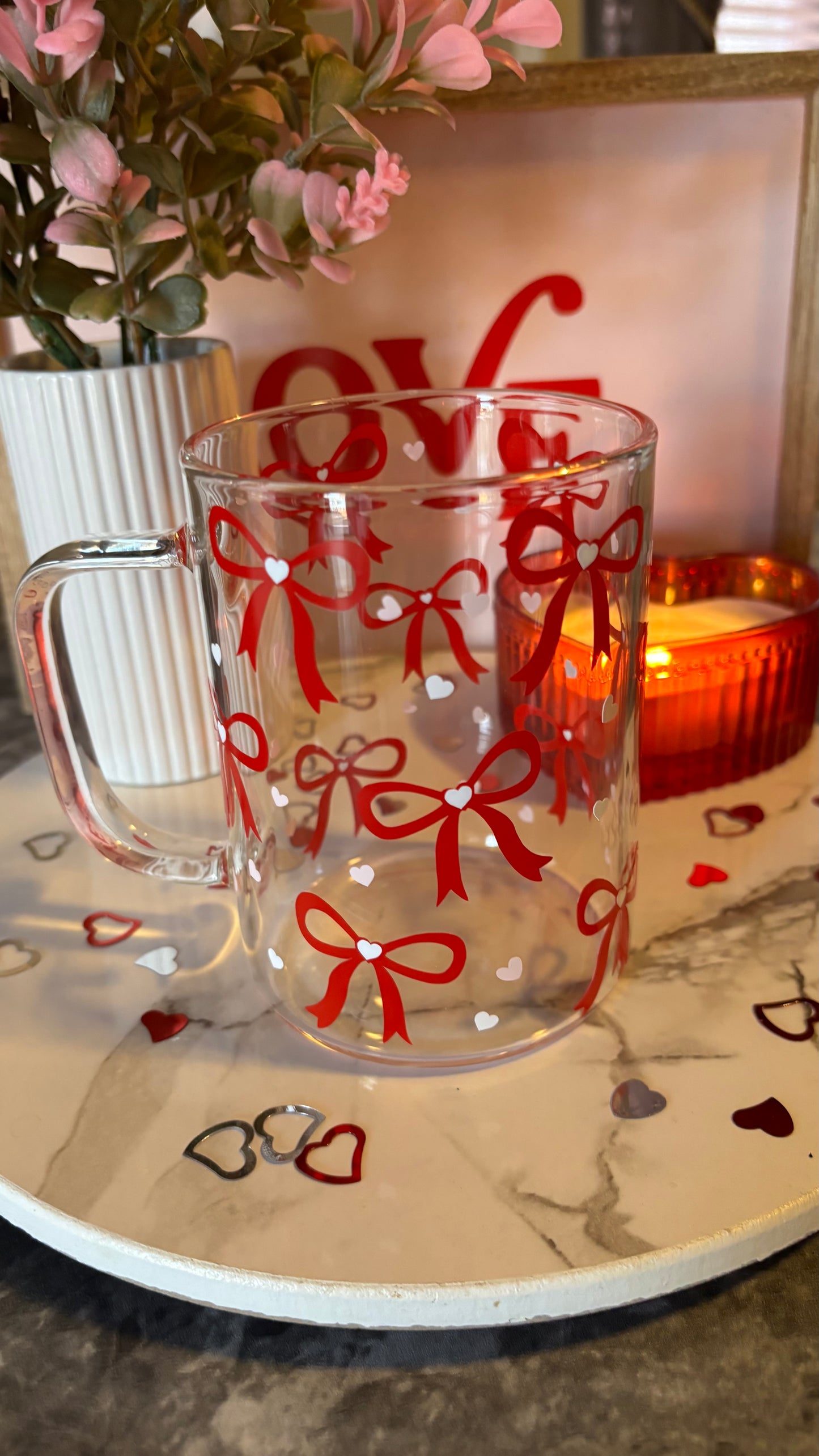 Valentines coquette bows and hearts mug