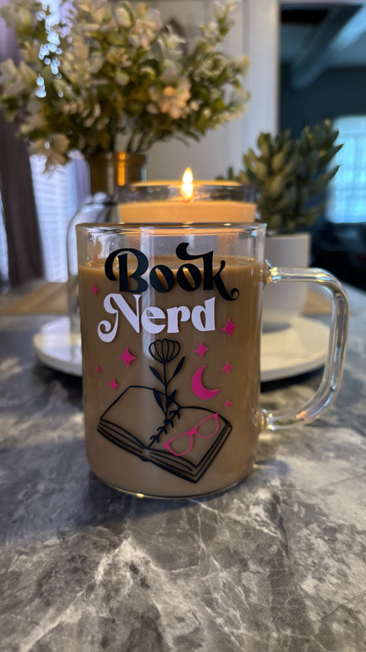 Book nerd glass mug