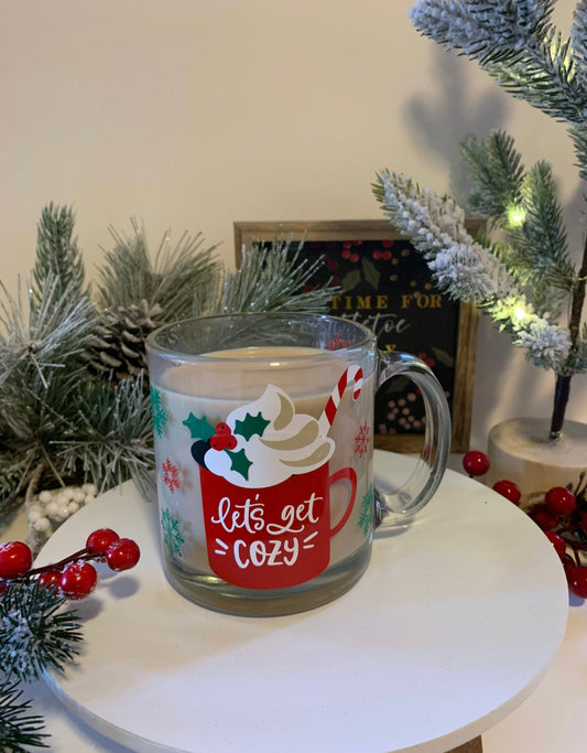 Let’s get cozy glass mug