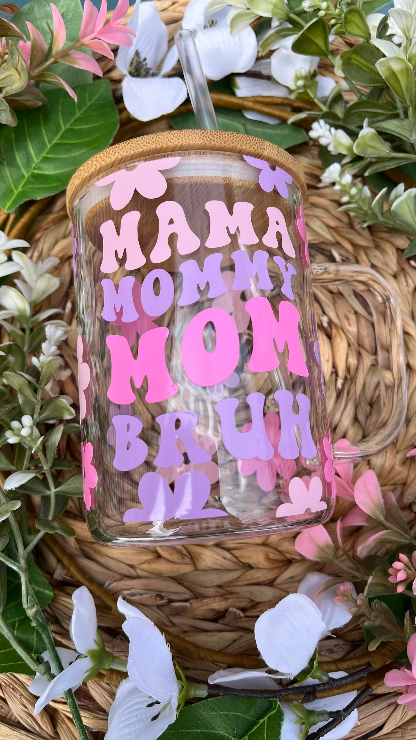 Mama mommy mom bruh glass mug